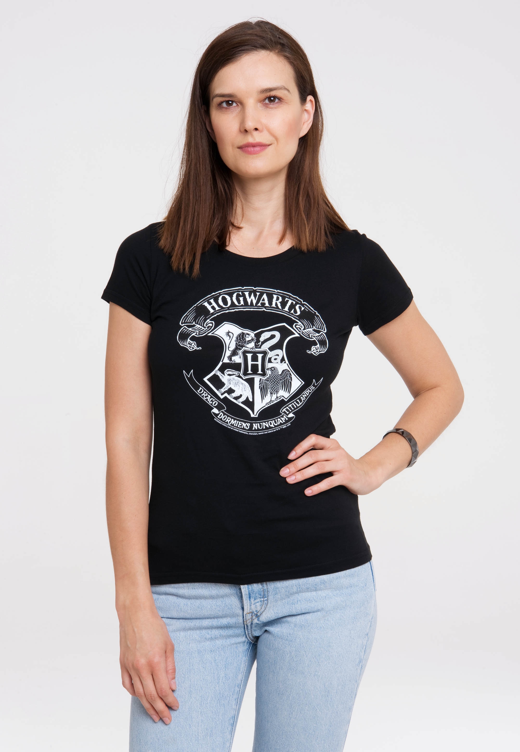 LOGOSHIRT T-Shirt Potter mit (Weiß)«, Hogwarts shoppen lizenziertem »Harry Logo - Originaldesign
