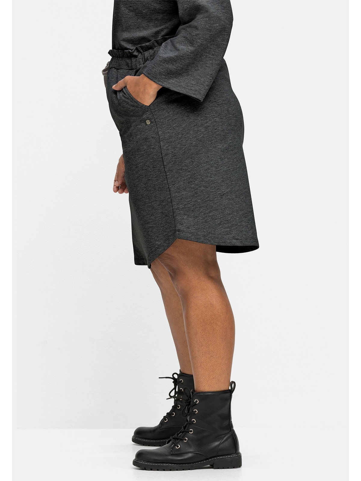 Sheego Jerseyrock »Große Größen«, mit kaufen I\'m seitlichen und walking Taschen hohem Bund 