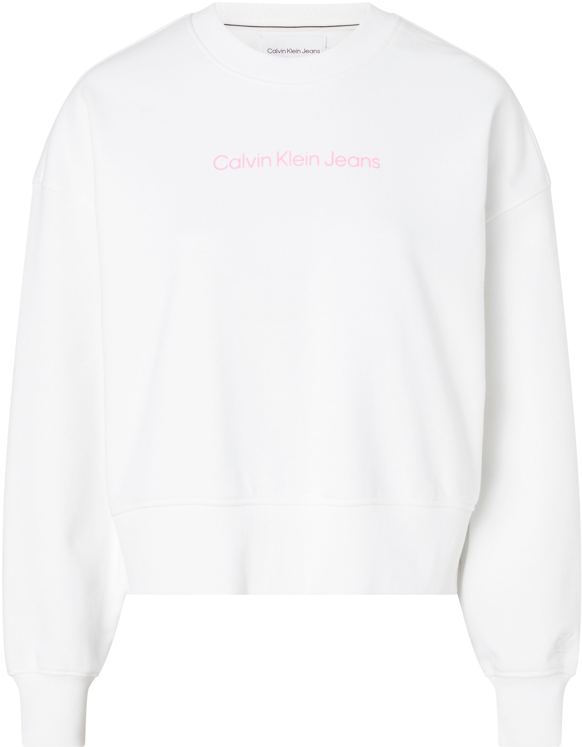 Calvin Klein Shrunken Institutional Crew-Neck Sweatshirt, Black