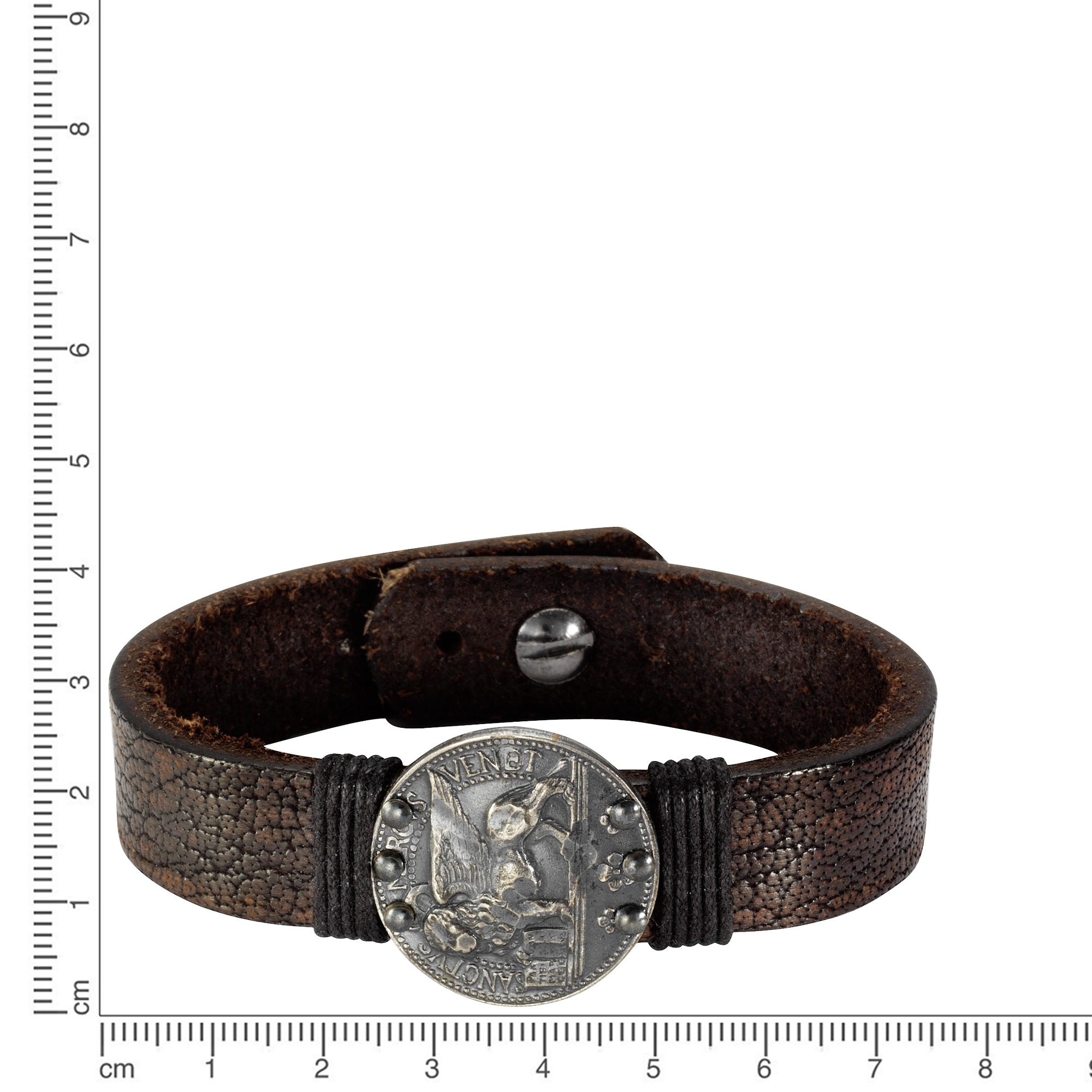 »Leder Münze | Edelstahl«, braun Armband I\'m 21cm walking Edelstahl kaufen Münze NOX