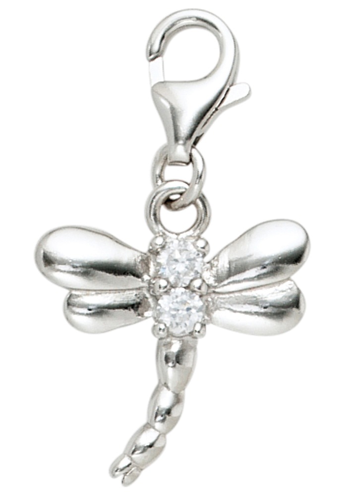 JOBO Charm-Einhänger Libelle 925 Silber mit Zirkonia