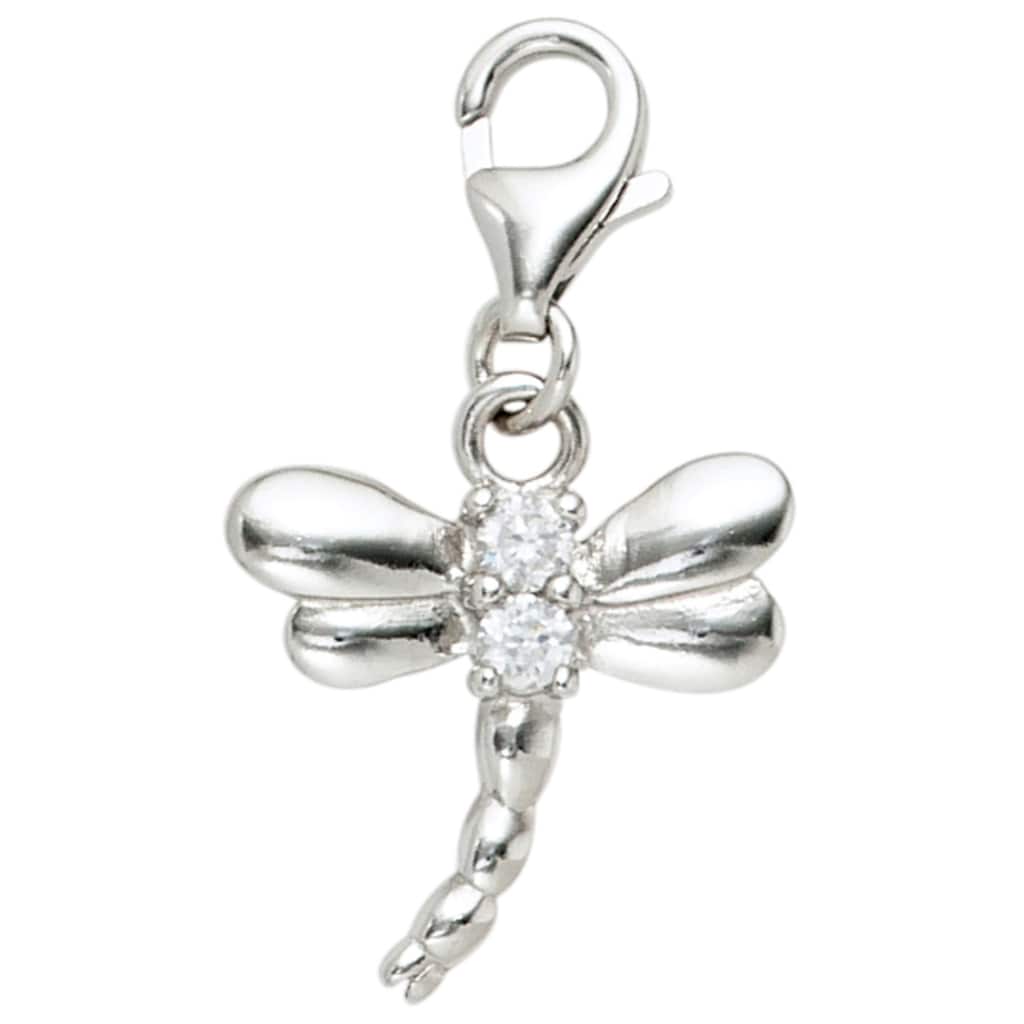 JOBO Charm-Einhänger Libelle 925 Silber mit Zirkonia