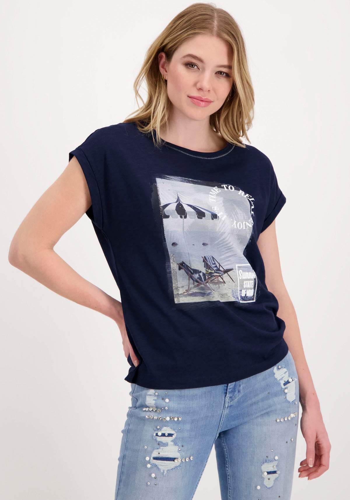 Monari Rundhalsshirt, mit Frontprint shoppen | I\'m walking | T-Shirts