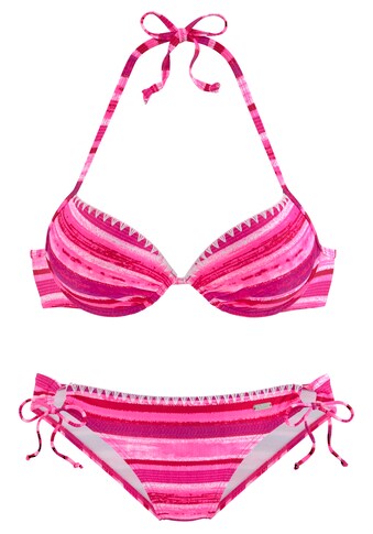 Buffalo Push-Up-Bikini »May«, in Batik-Optik und mit Häkelkante kaufen