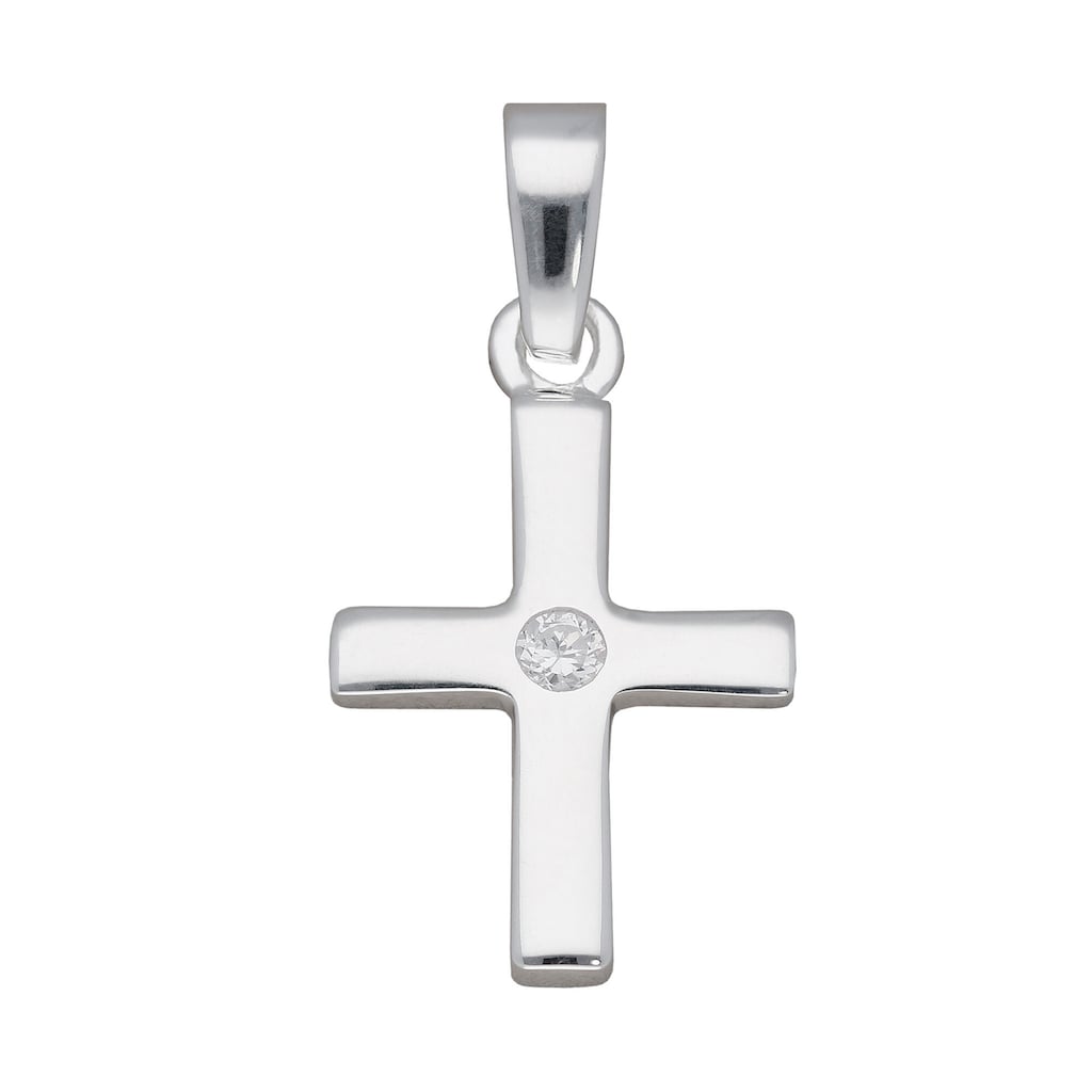Adelia´s Kettenanhänger 925 Silber Kreuz Anhänger mit Zirkonia Silberschmuck  für Damen & Herren