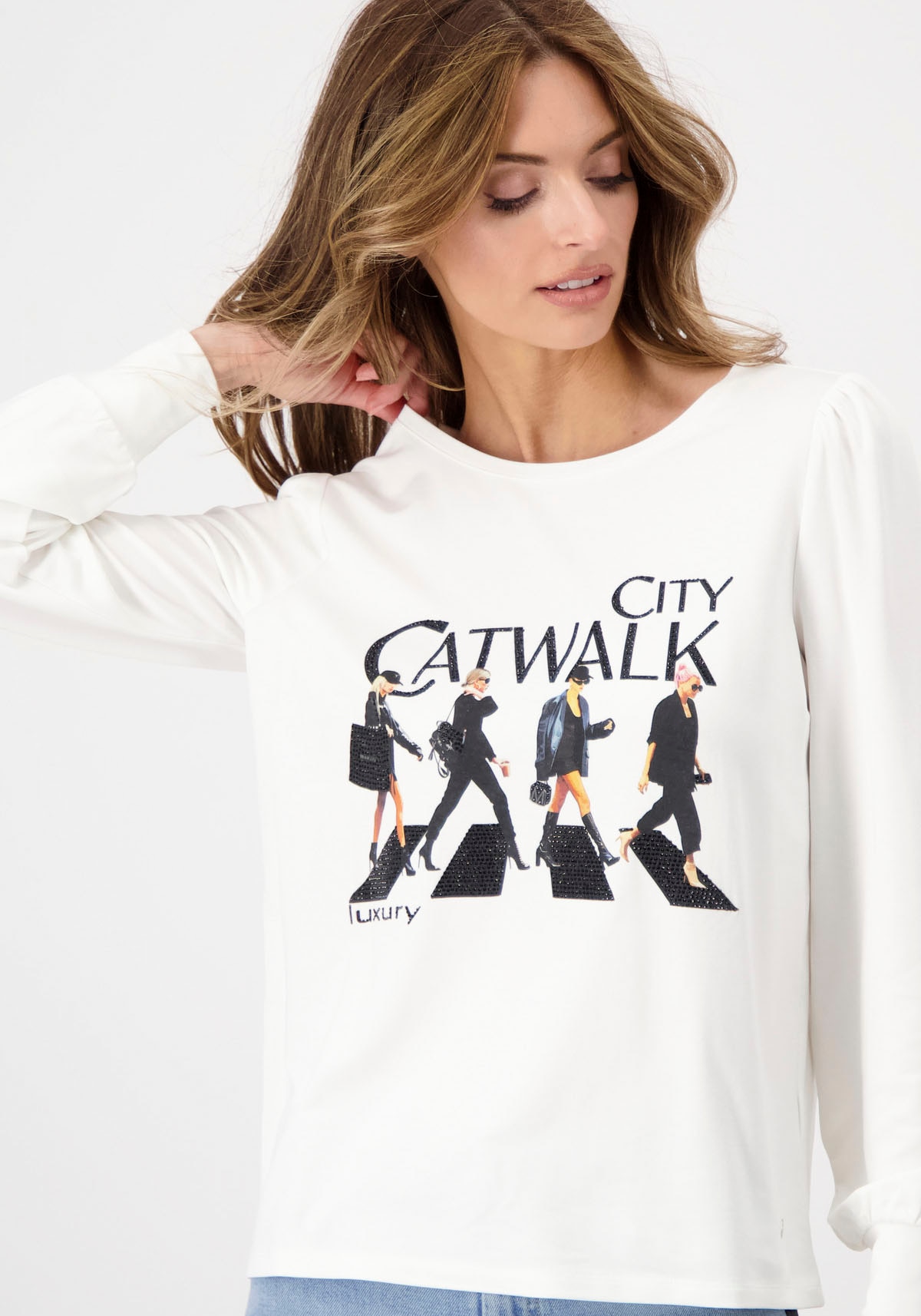 Monari Rundhalsshirt, mit | walking I\'m Print kaufen Catwalk online
