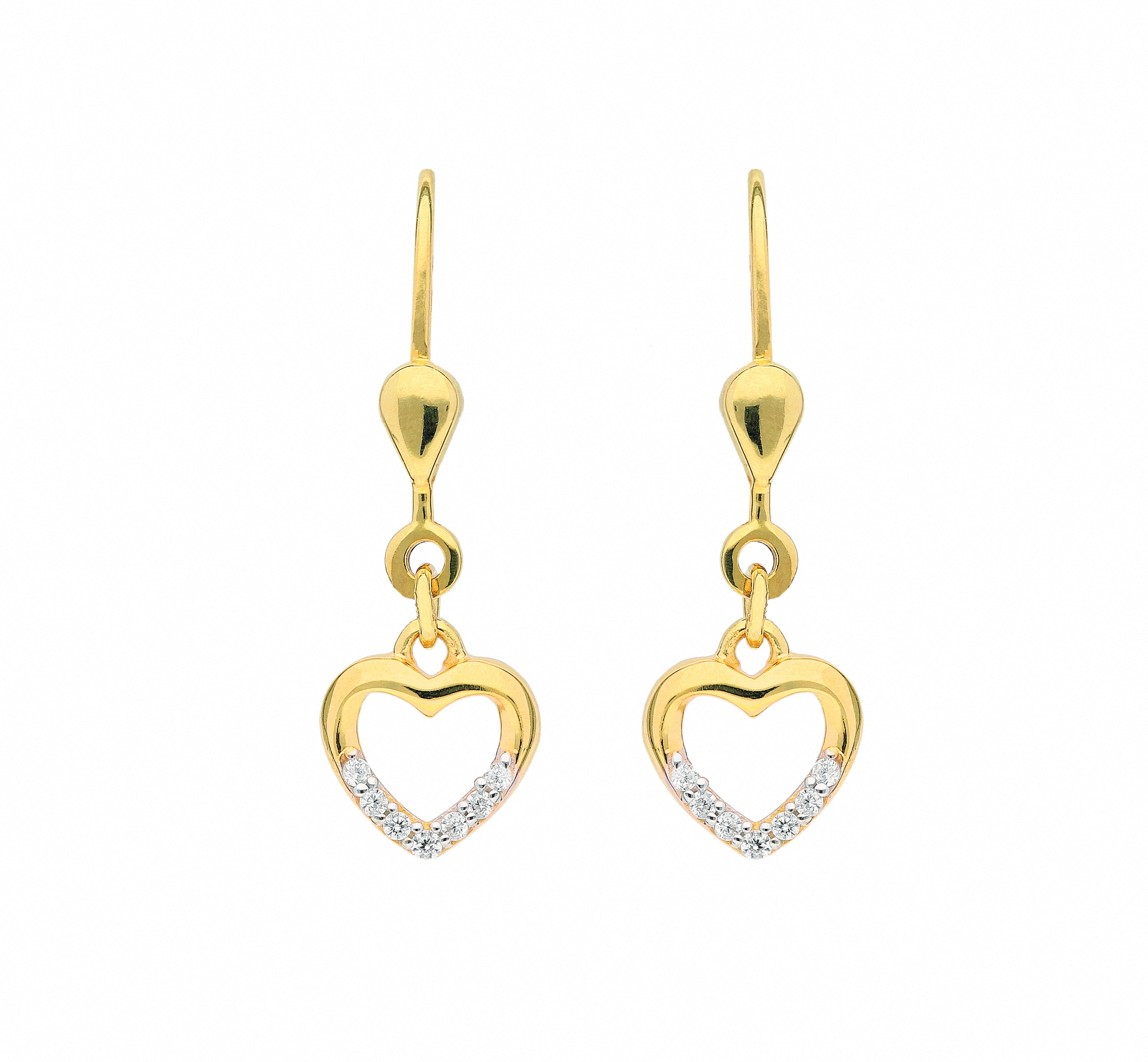 Adelia´s Paar Ohrhänger »1 Zirkonia«, Gold I\'m Goldschmuck für 333 Paar / Damen walking Ohrringe Herz | Zirkonia kaufen mit Ohrhänger mit