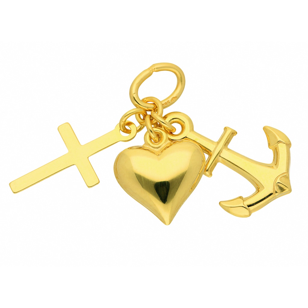 Adelia´s Kette mit Anhänger 585 Gold Anhänger Glaube-Liebe-Hoffnung Schmuckset - Set mit Halskette