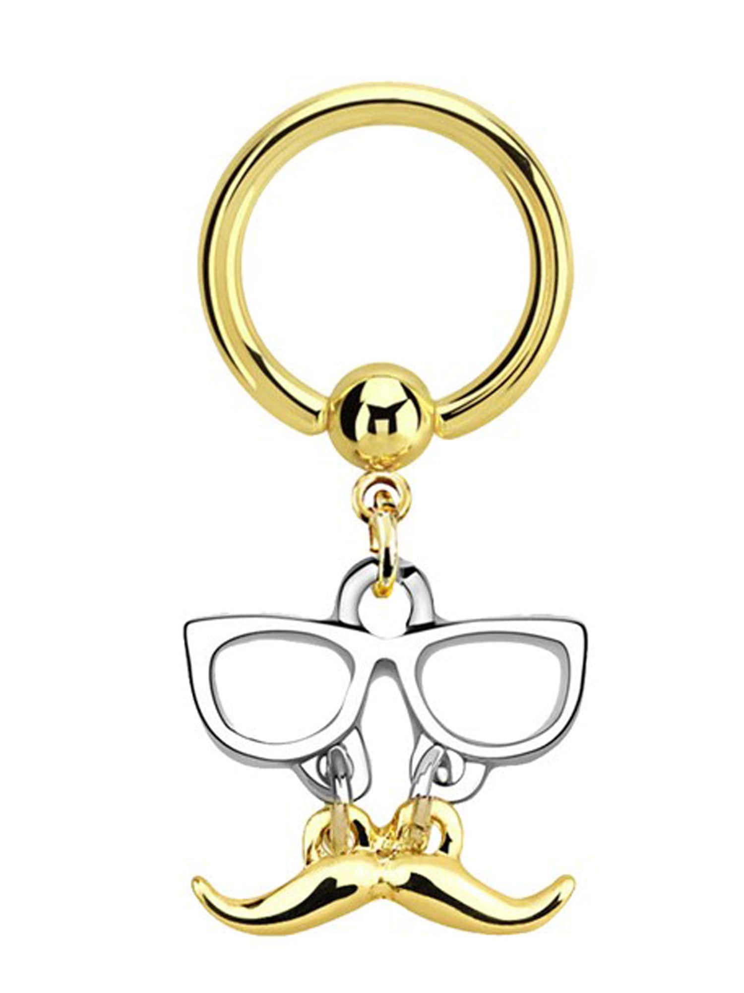 Adelia´s Intimpiercing Piercing  Intimpiercing  Intimpiercing Ring PVD golden 1 6 mm mit Brille und Bart