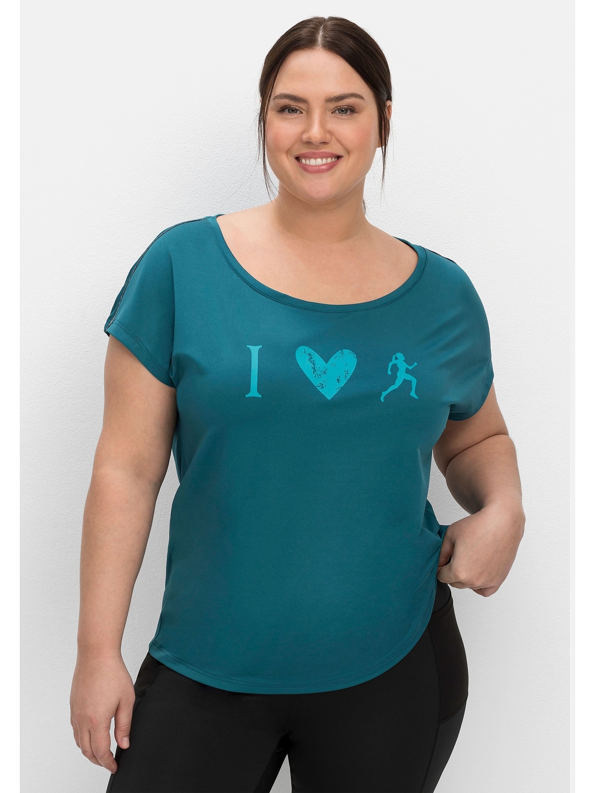 Sheego Frontprint T-Shirt Funktionsmaterial, Größen«, kaufen »Große aus mit