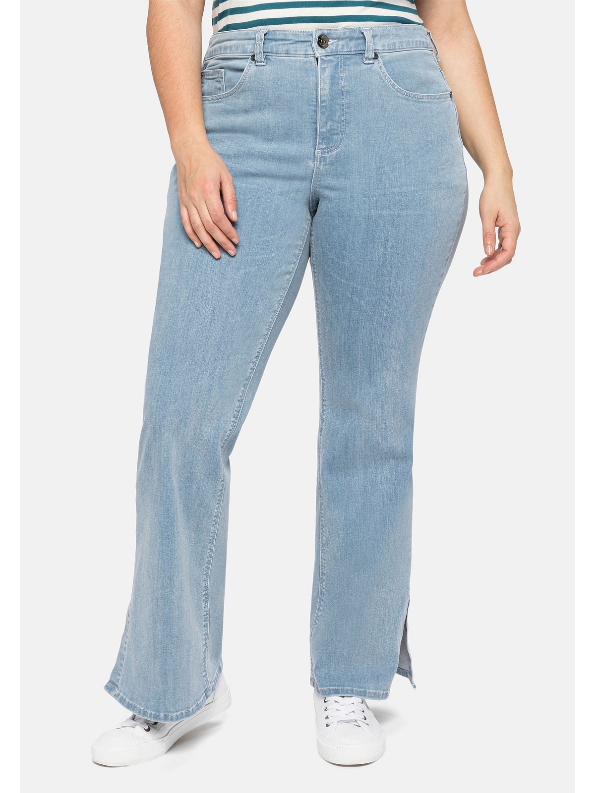 Sheego | aus elastischem I\'m walking Denim, Bootcut-Jeans »Große kaufen Schlitzen seitlichen Größen«, mit