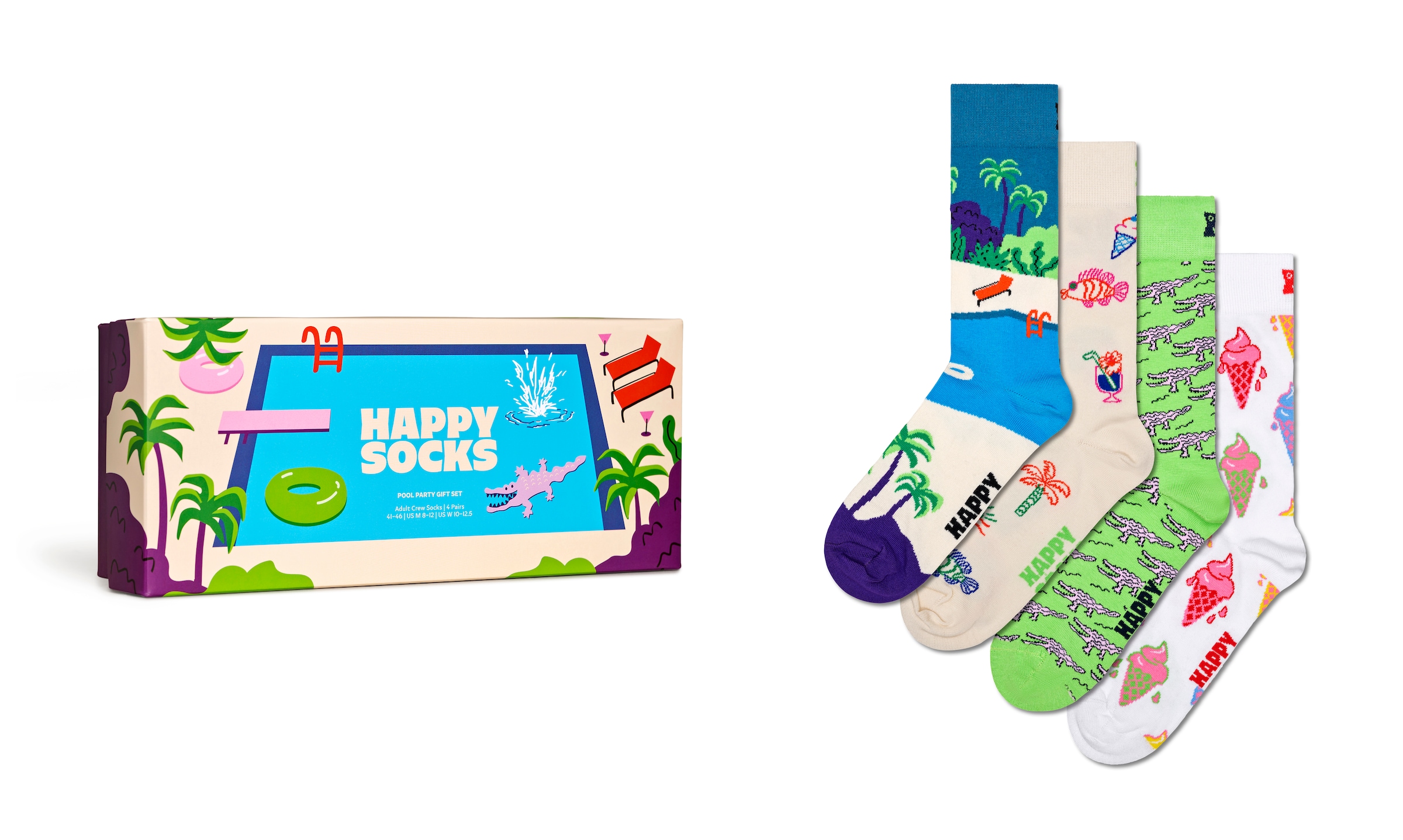 (Box, online Socken, Pool Party kaufen Socks 4 walking Gift I\'m Set Paar), Happy |