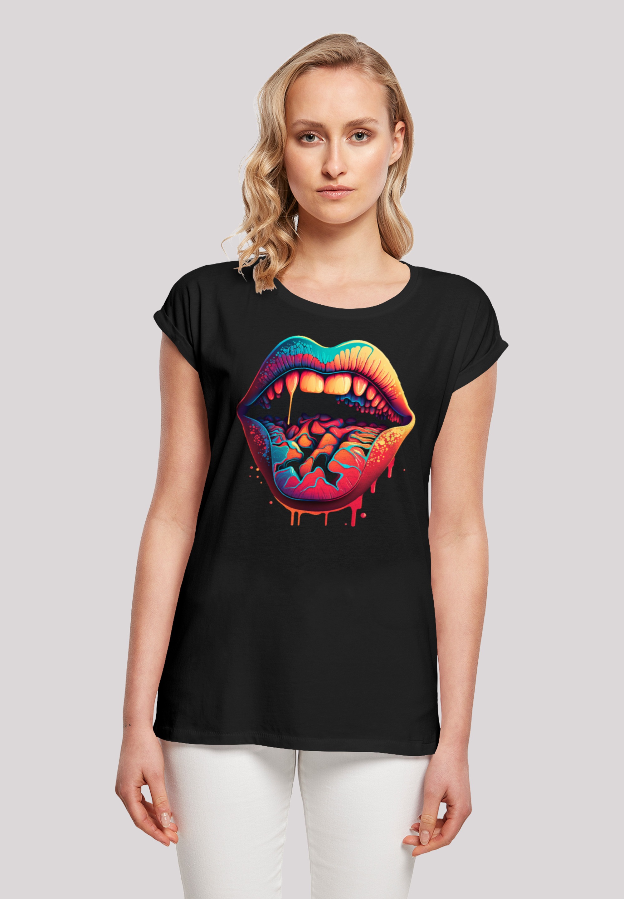 Lips »Drooling Print F4NT4STIC online TEE«, SHORT T-Shirt SLEEVE