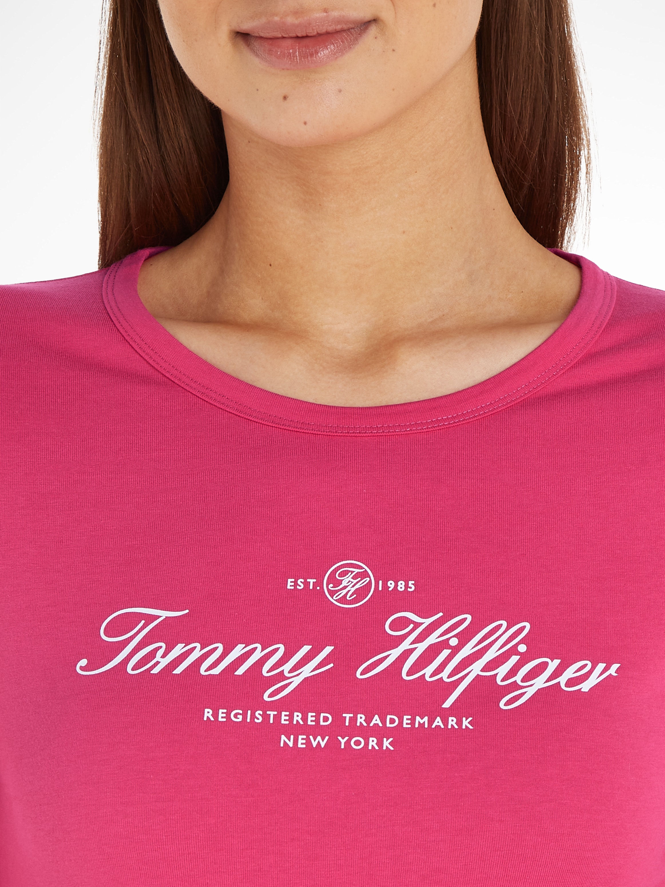 Tommy Hilfiger Langarmshirt »SLIM SIGNATURE OPEN NK 3/4SLV«, mit Tommy  Hilfiger Signature Logo-Schriftzug kaufen | I\'m walking