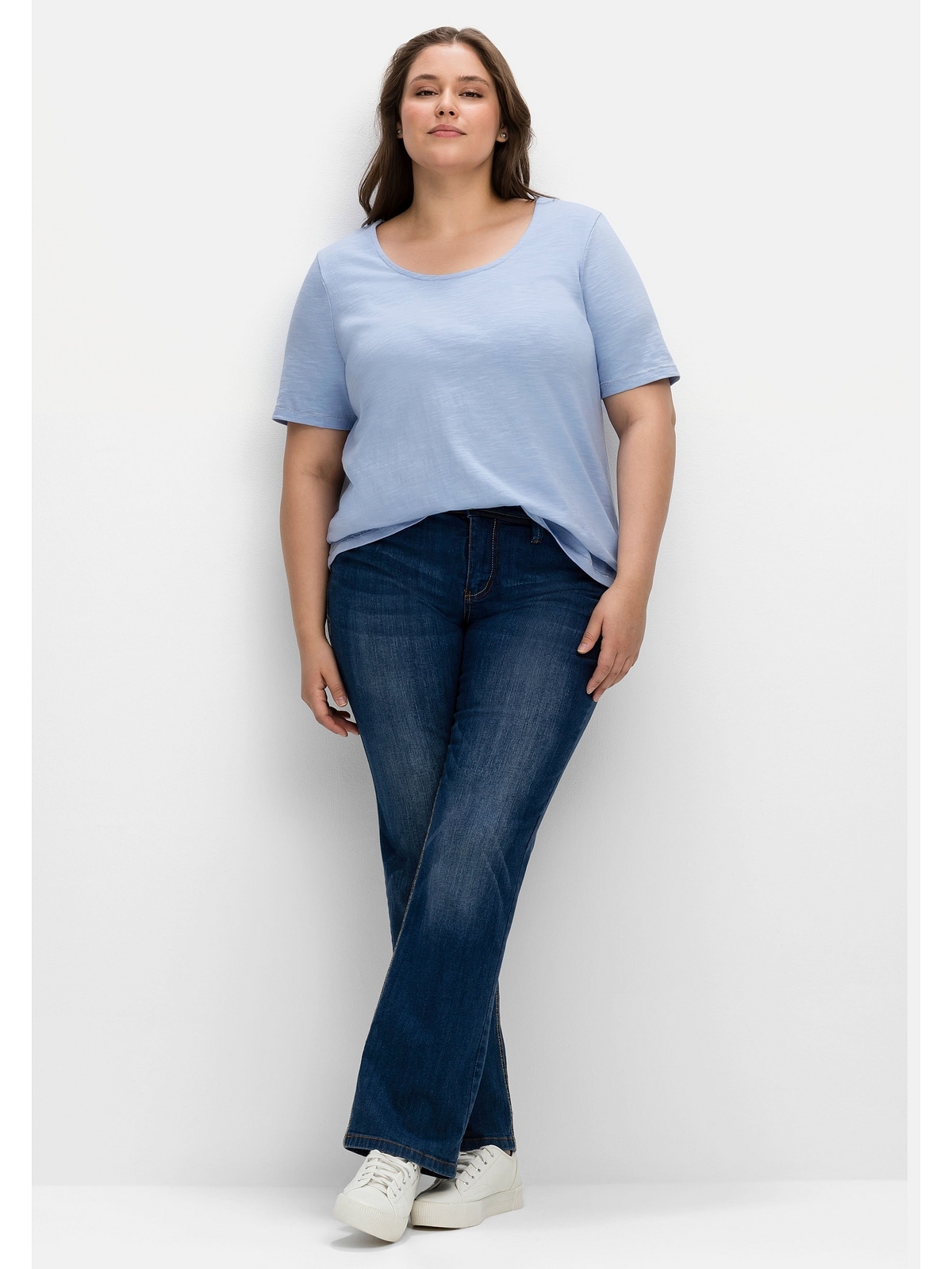 T-Shirt Sheego Schulter der auf Größen«, kaufen hinten Print »Große mit