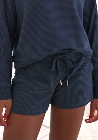 Sweatshorts »- Kurze Hose aus Ripp-Qualität«, mit seitlichen Taschen, Loungeanzug