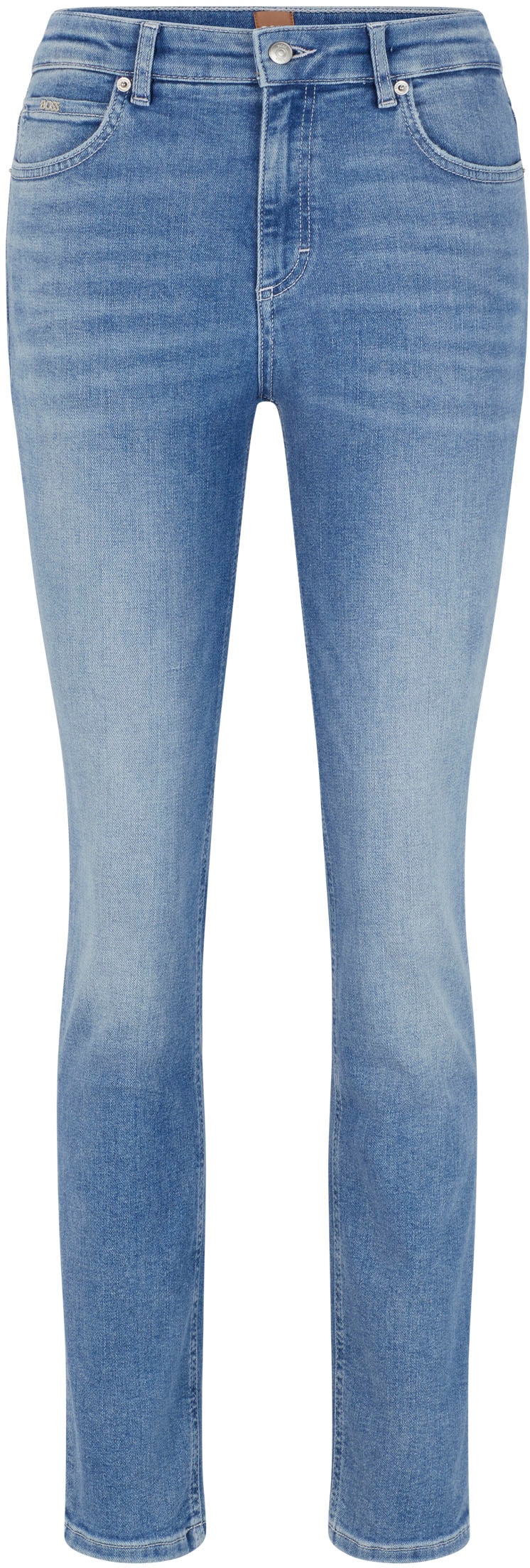 Mid Rise Mid BOSS Jeans«, kaufen Look im mittlere »Elsa Premium Leibhöhe Waist, Denim stonewashed Stretch-Jeans ORANGE