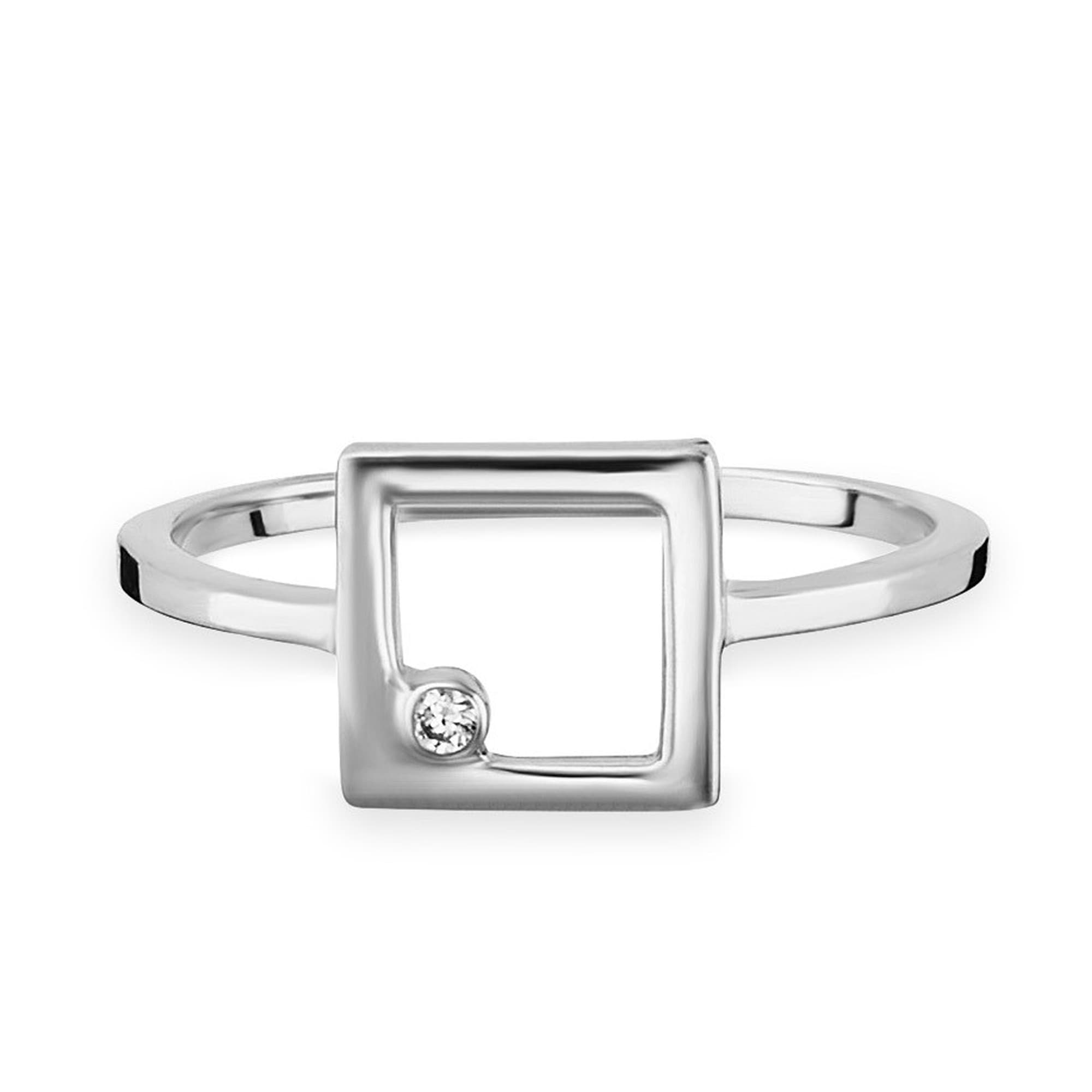 CAÏ Fingerring 925/- Sterling Silber rhodiniert Zirkonia Viereck