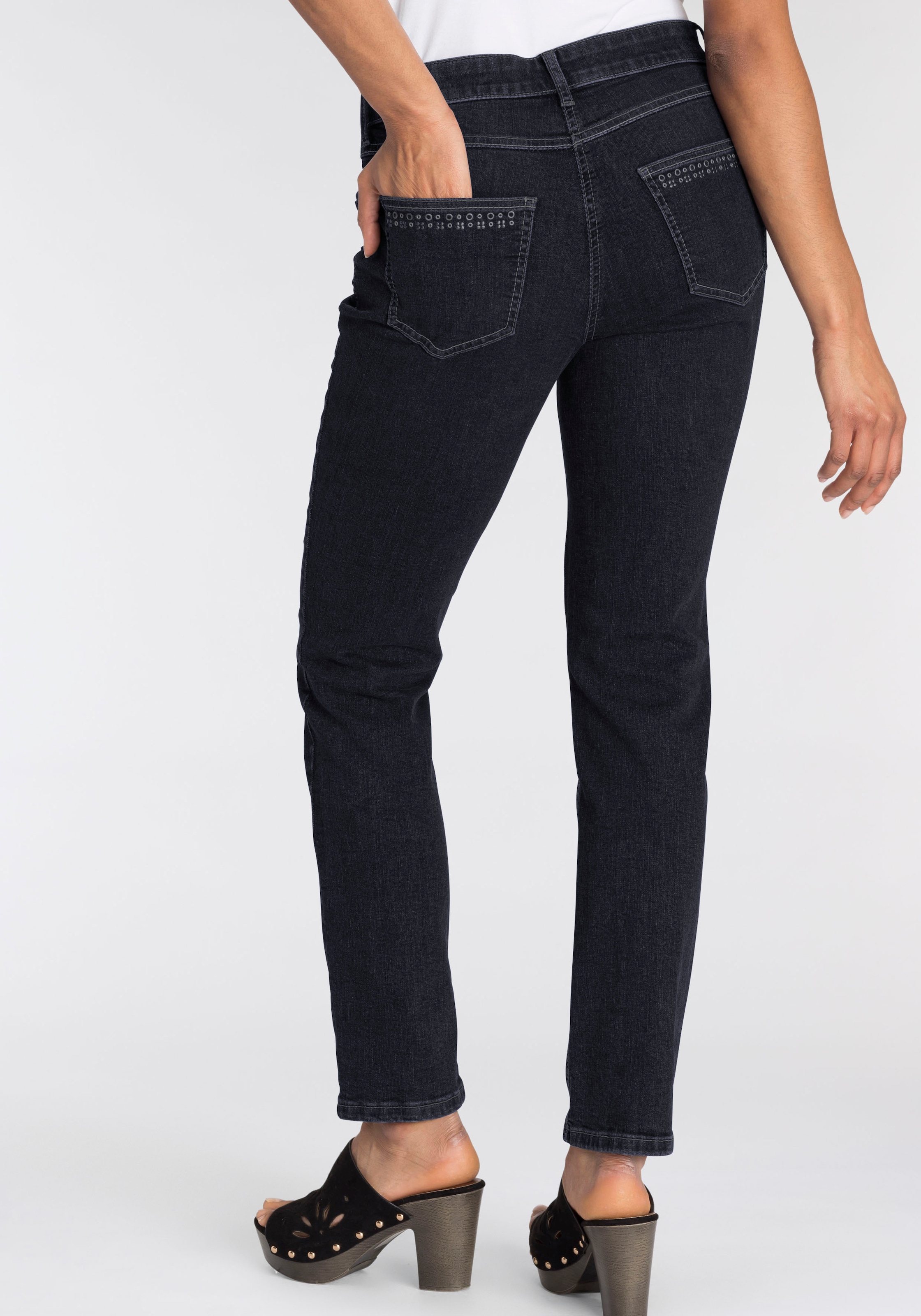 MAC Gerade Jeans | shoppen Taschen I\'m an hinteren Nietenbesatz walking den »Melanie-Rock«