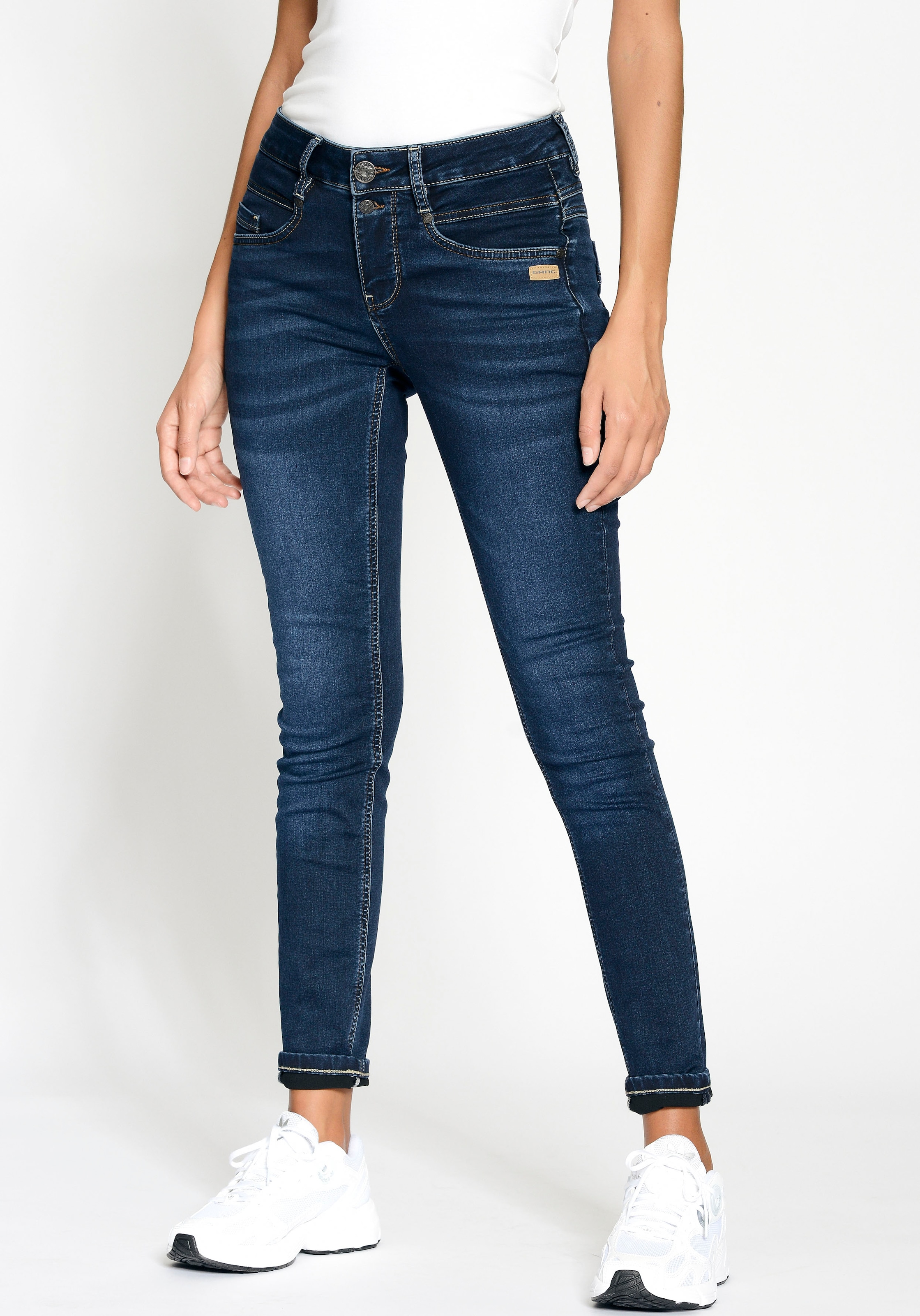 Strahlende Hochwertigkeit GANG Skinny-fit-Jeans »94MORA«, mit 3-Knopf-Verschluss I\'m | Passe walking und kaufen vorne