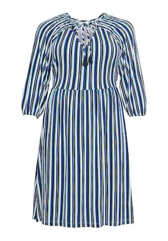 Sheego Jerseykleid »Große Größen«, mit Streifen, Bindeband am Ausschnitt kaufen