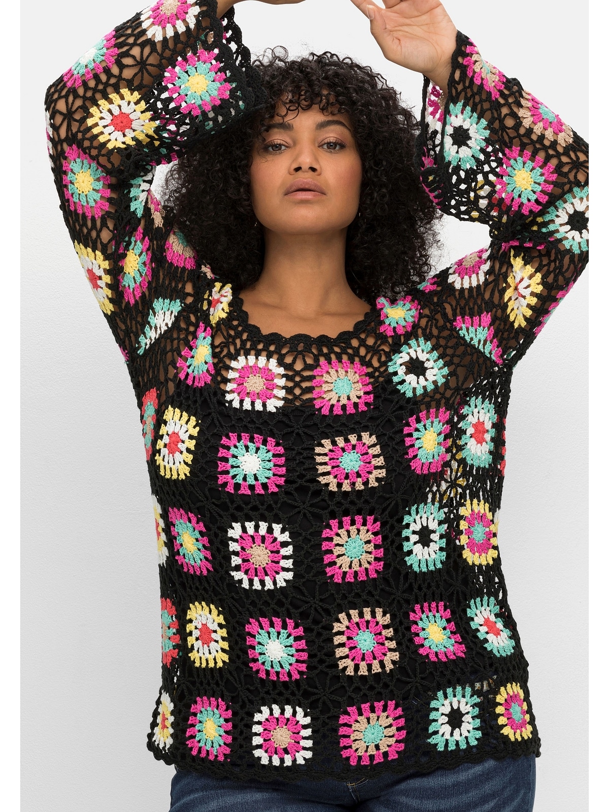 Größen«, sheego Joe by Strickpullover im Browns Crochet-Muster shoppen »Große