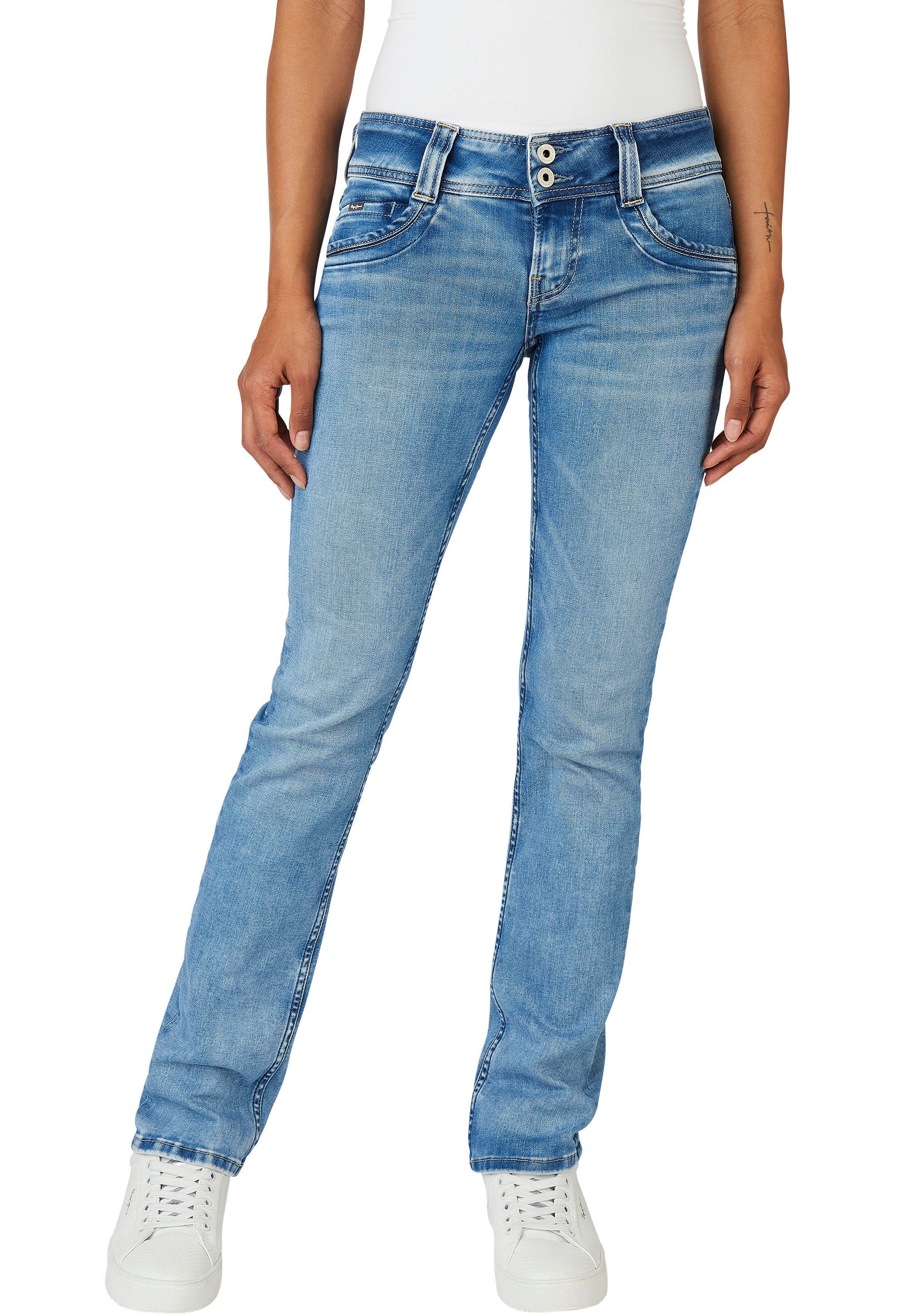 Pepe Jeans Straight-Jeans »GEN«, in Doppel-Knopf-Bund online geradem Bein schöner Qualtät mit und