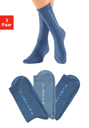 Socken, (3 Paar), mit eingestricktem Schriftzug