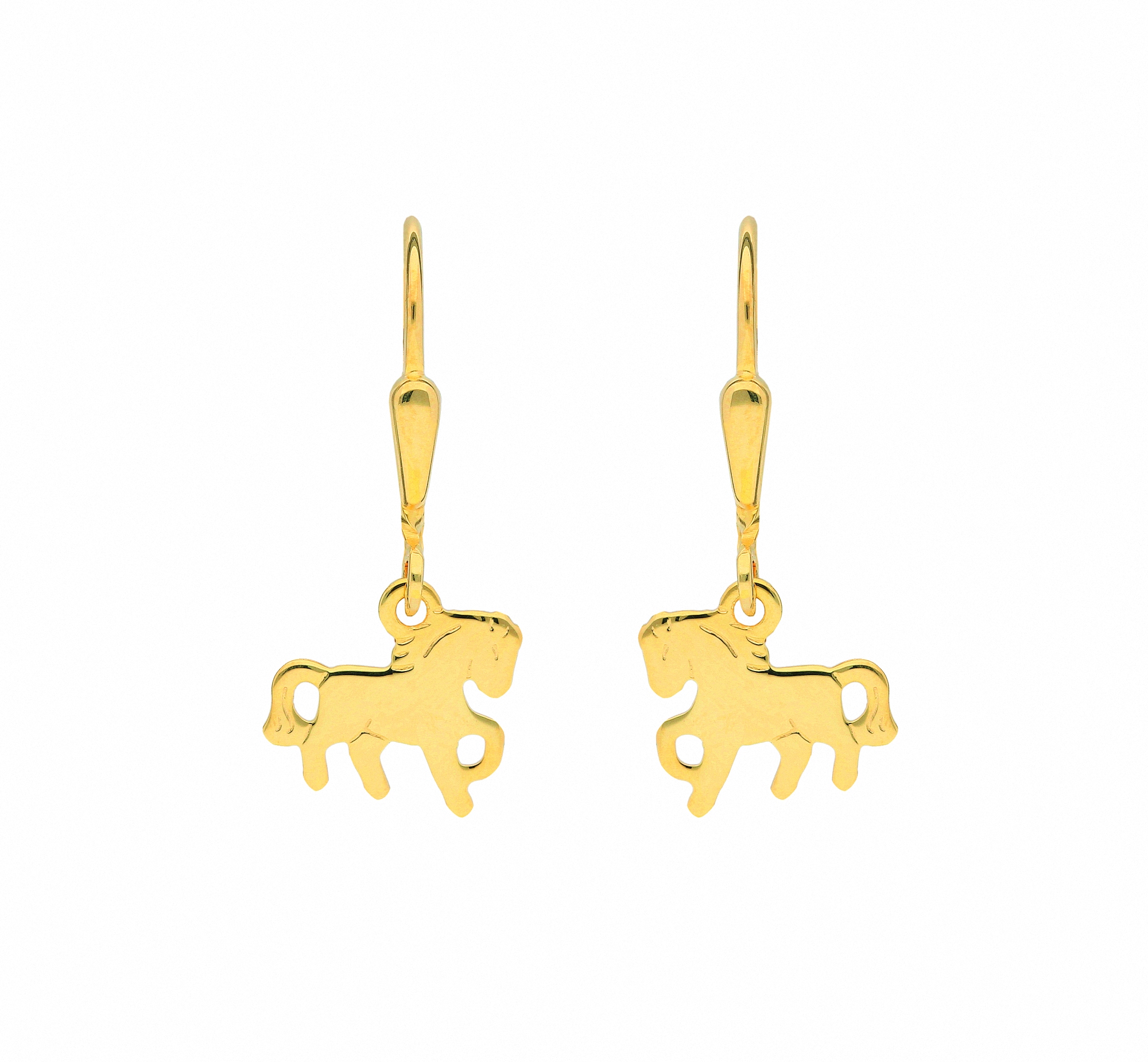 Adelia´s Paar Gold Ohrringe 585 Damen für Pferd / Goldschmuck Goldschmuck 1 Gold Ohrhänger Paar 585 Ohrhänger Damen