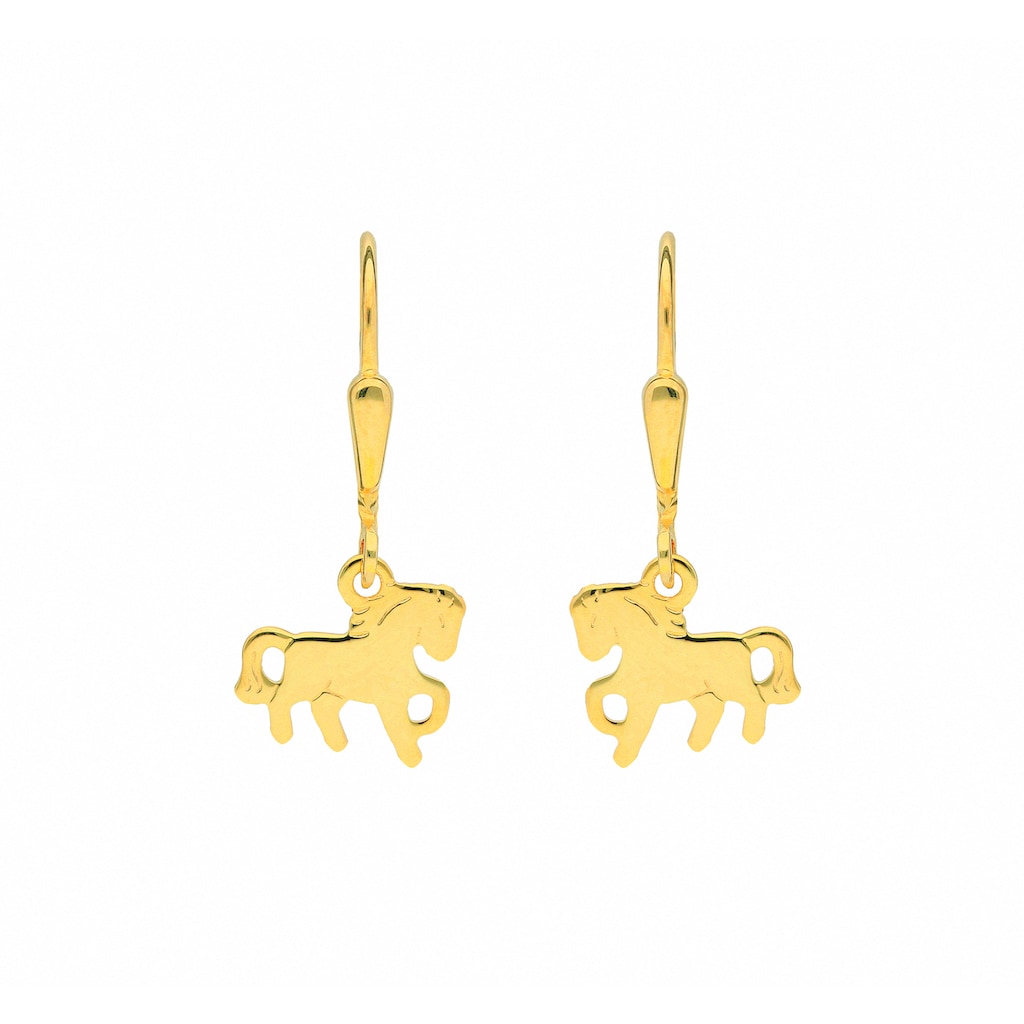 Adelia´s Paar Ohrhänger Damen Goldschmuck 1 Paar 585 Gold Ohrringe /  Ohrhänger Pferd 585 Gold Goldschmuck für Damen