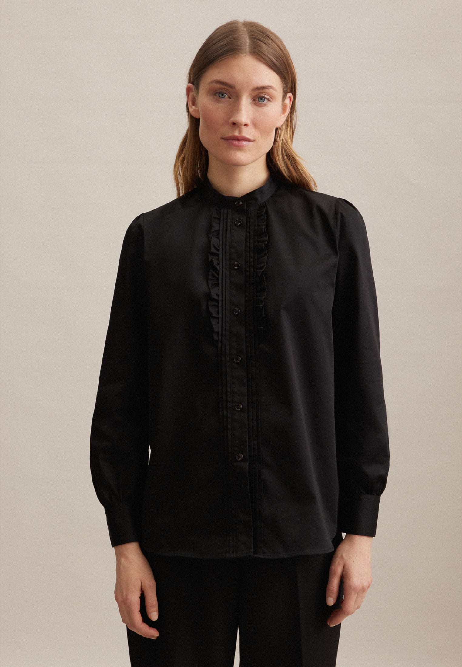 seidensticker Klassische Bluse »Schwarze Rose«, Langarm Kragen Uni glänzend  online kaufen | I\'m walking