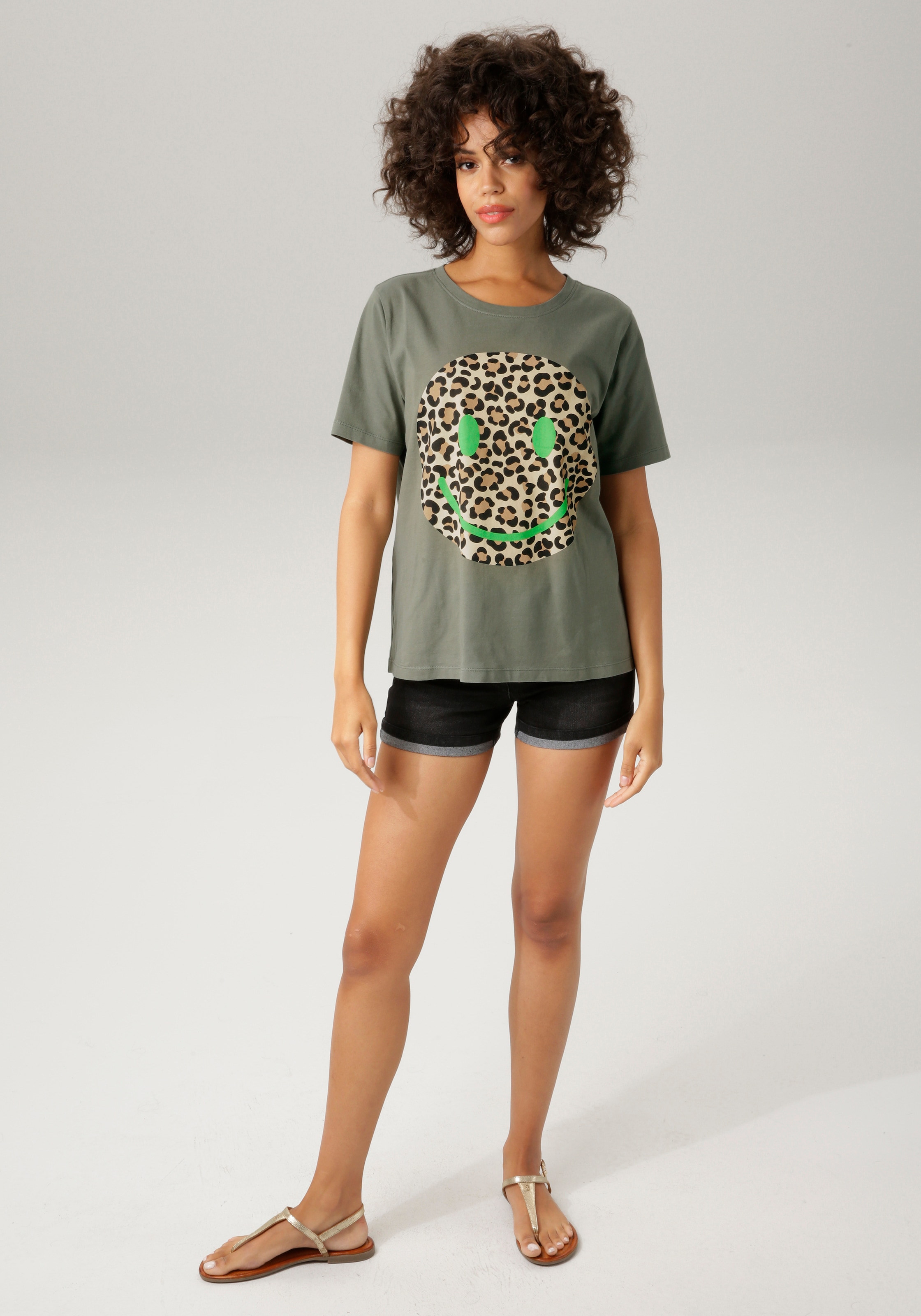 CASUAL Smiley-Frontprint Animal-Look T-Shirt, im mit Aniston kaufen