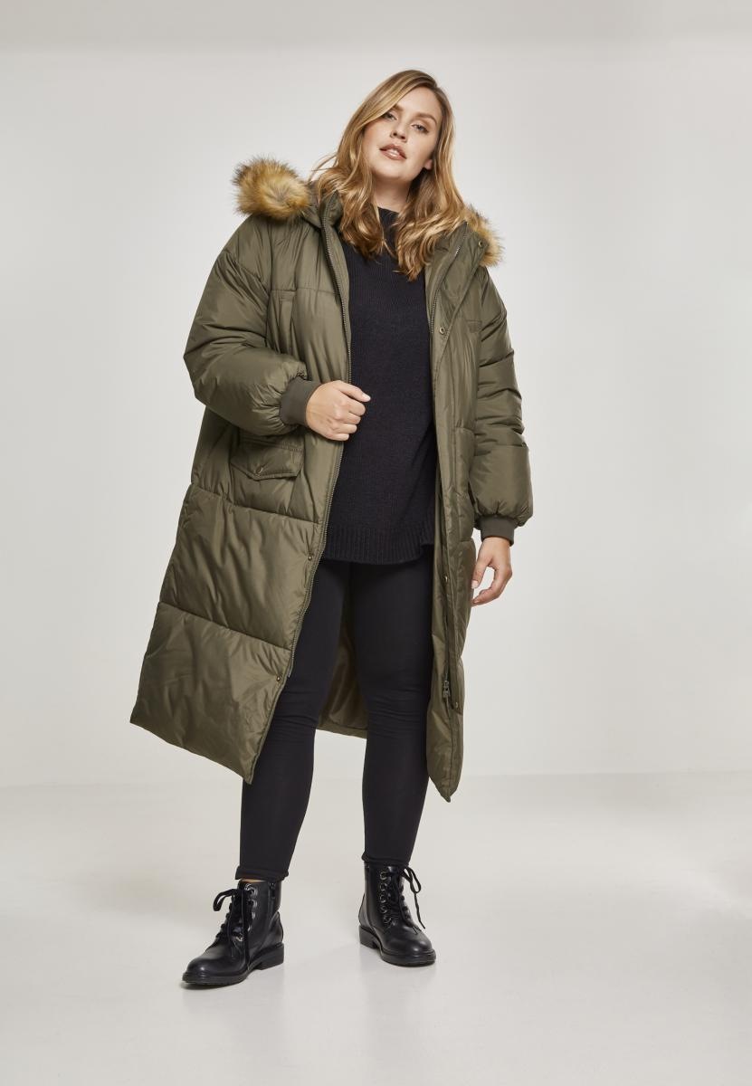 URBAN CLASSICS Winterjacke »Damen Ladies Oversize Faux Fur Puffer Coat«, (1  St.), mit Kapuze kaufen | I\'m walking