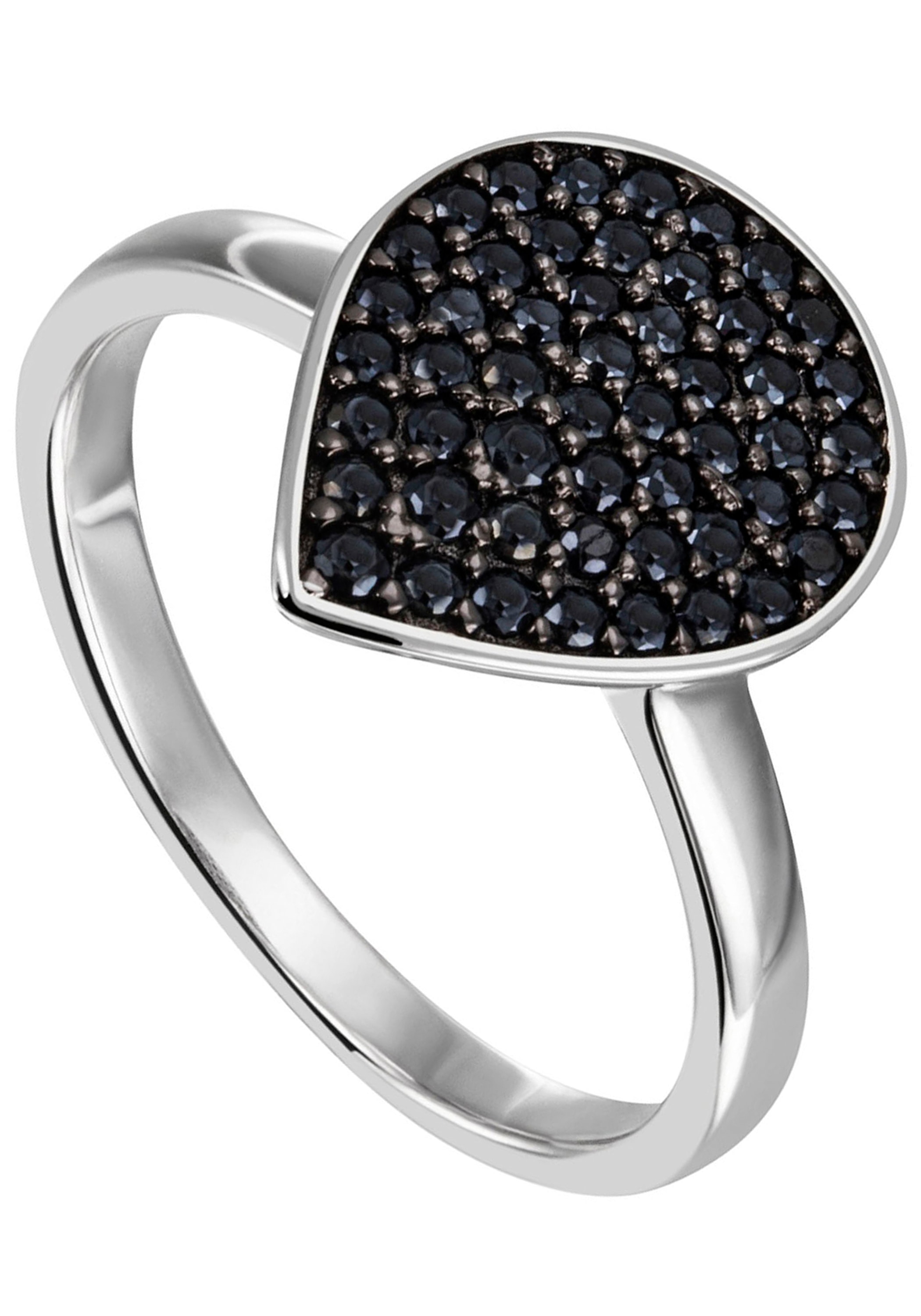 JOBO Fingerring »Tropfen-Ring mit 51 schwarzen Zirkonia«, 925 Silber online  kaufen | I\'m walking