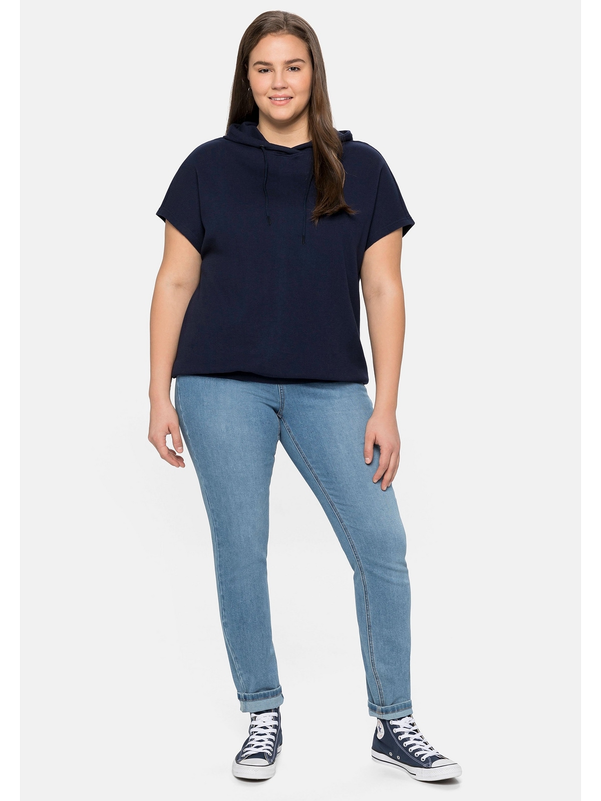 Sheego T-Shirt »Große Größen«, mit Kapuze, Waffelpiqué-Struktur walking | kaufen in I\'m