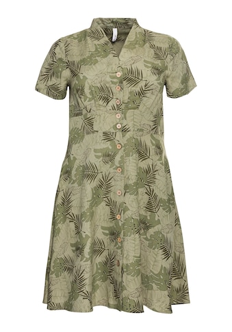 Sheego Blusenkleid »Midikleid«, mit Blätterprint und Knopfleiste kaufen