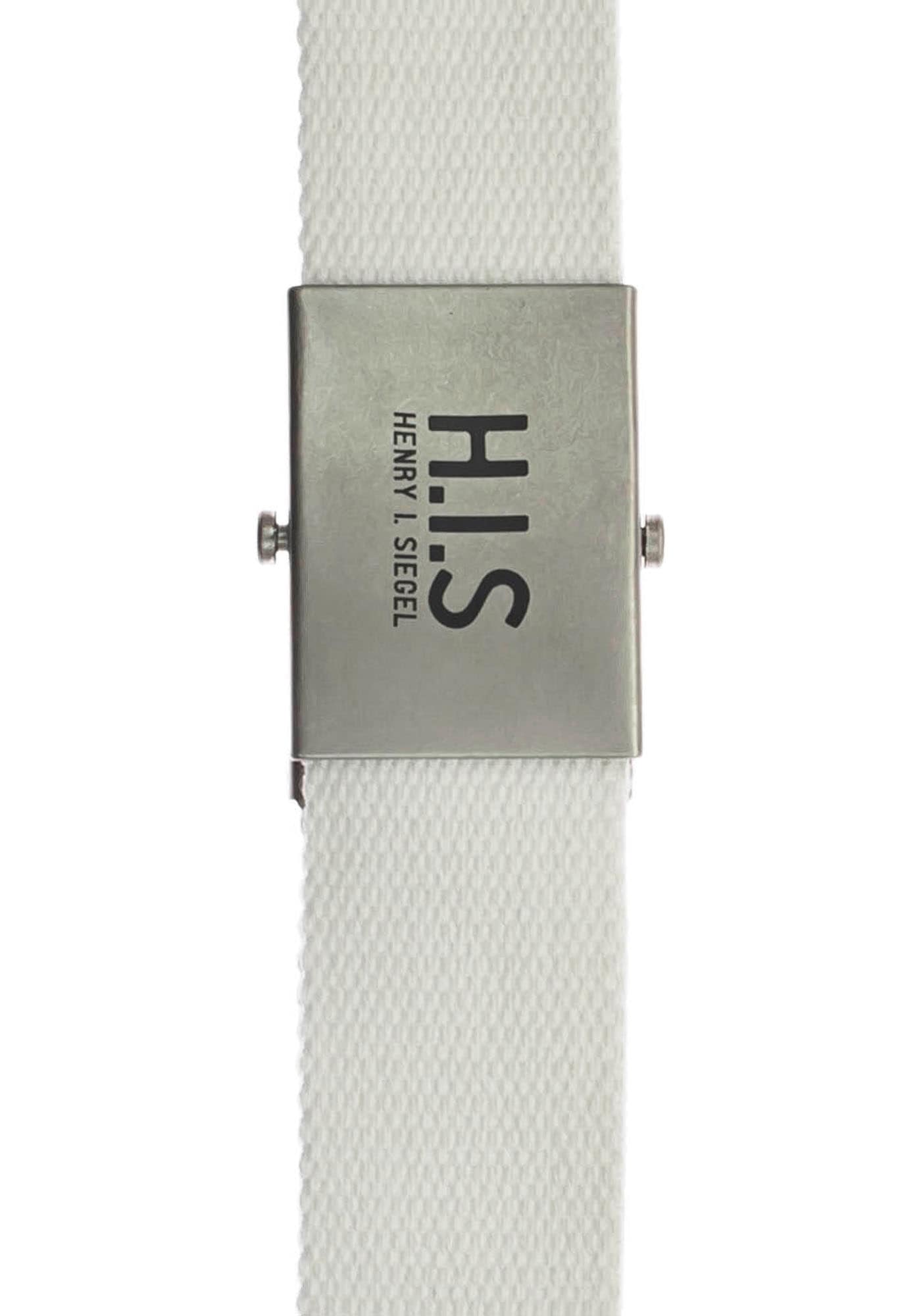 walking Onlineshop | H.I.S I\'m auf Logo mit im Stoffgürtel, Koppelschließe Bandgürtel der H.I.S