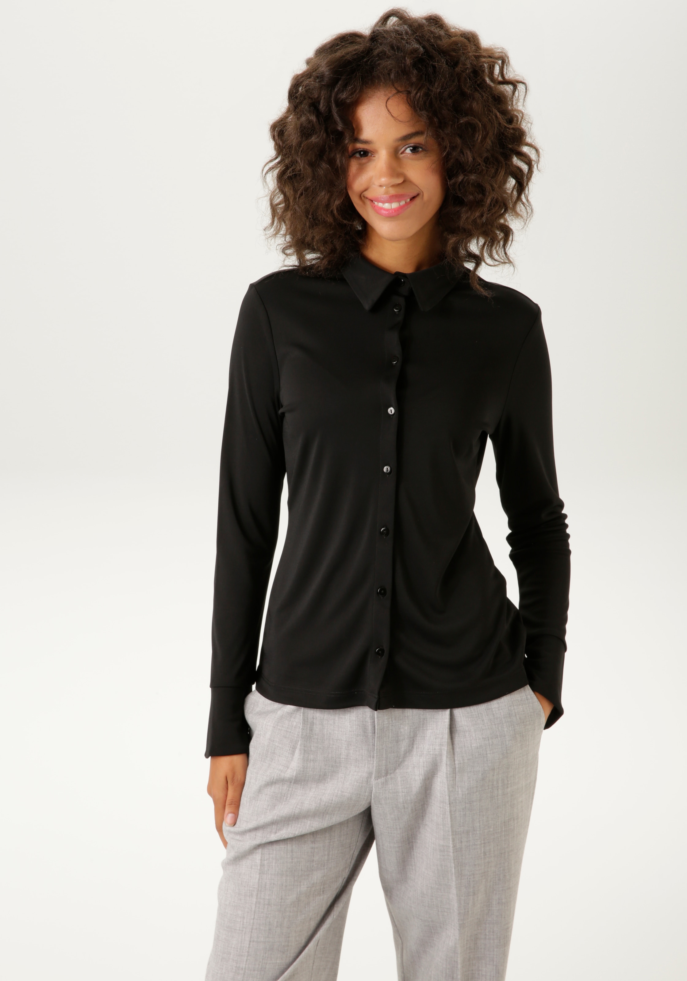 Hemdbluse, bestellen strukturierter walking I\'m Aniston Jersey-Crepé-Qualität CASUAL | in