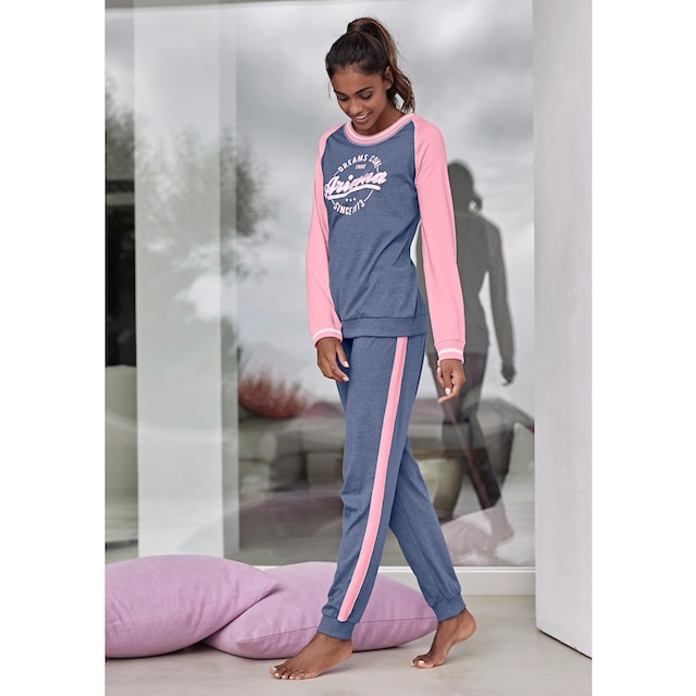 Arizona Pyjama, (2 tlg., 1 Stück), im College-Look mit Folienprint & Wäsche  auf Rechnung bestellen