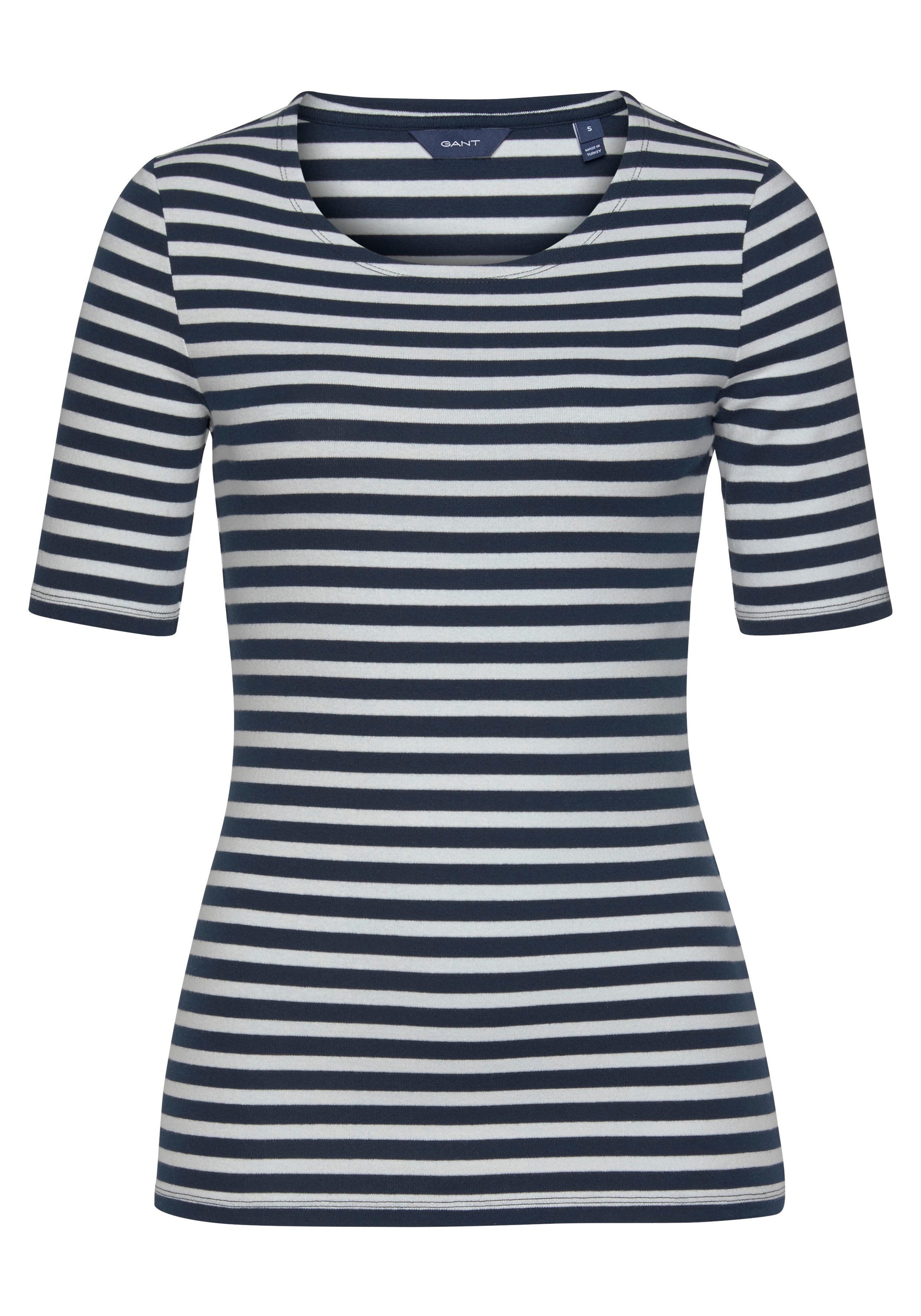 Gant T-Shirt »STRIPED 1X1 RIB LSS T-SHIRT«, (1 tlg.), mit charmantem Streifendesign kaufen