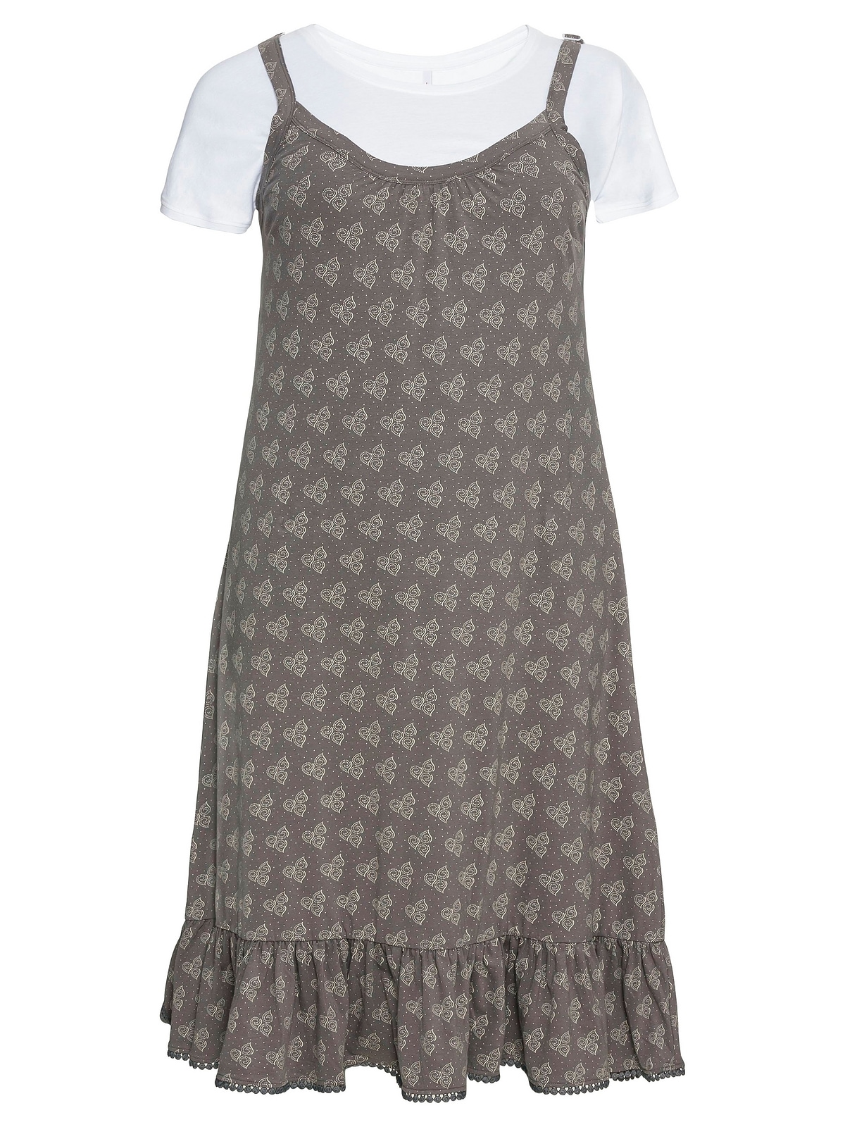 Sheego Jerseykleid »Große Größen«, inklusive Shirt, in A-Linie und  Alloverdruck online