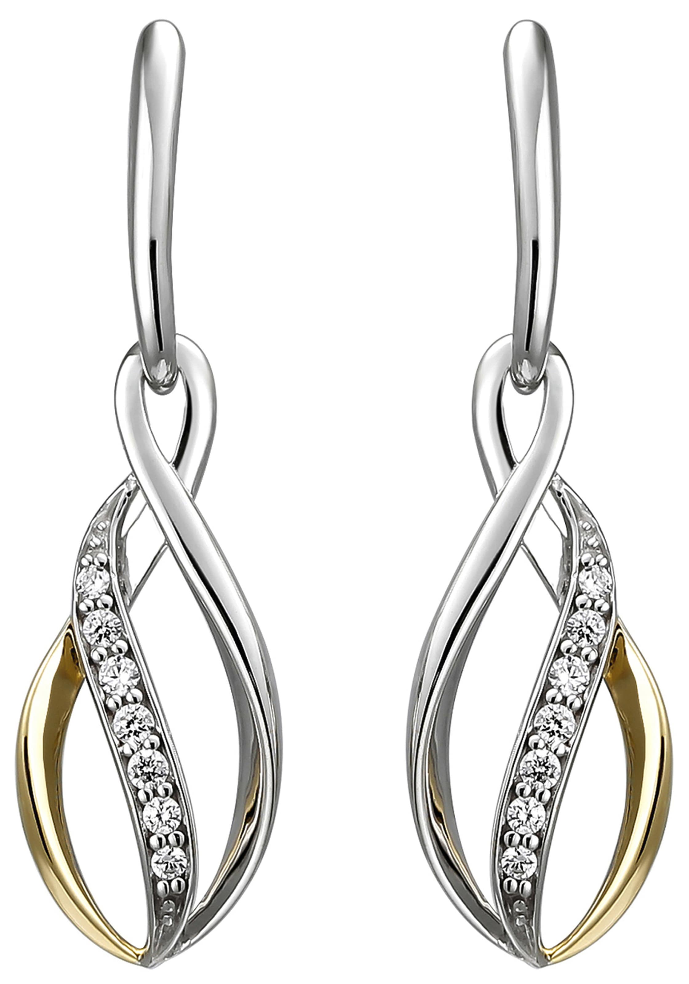 JOBO Paar Ohrhänger, 925 Silber bicolor vergoldet mit 14 Zirkonia kaufen |  I\'m walking
