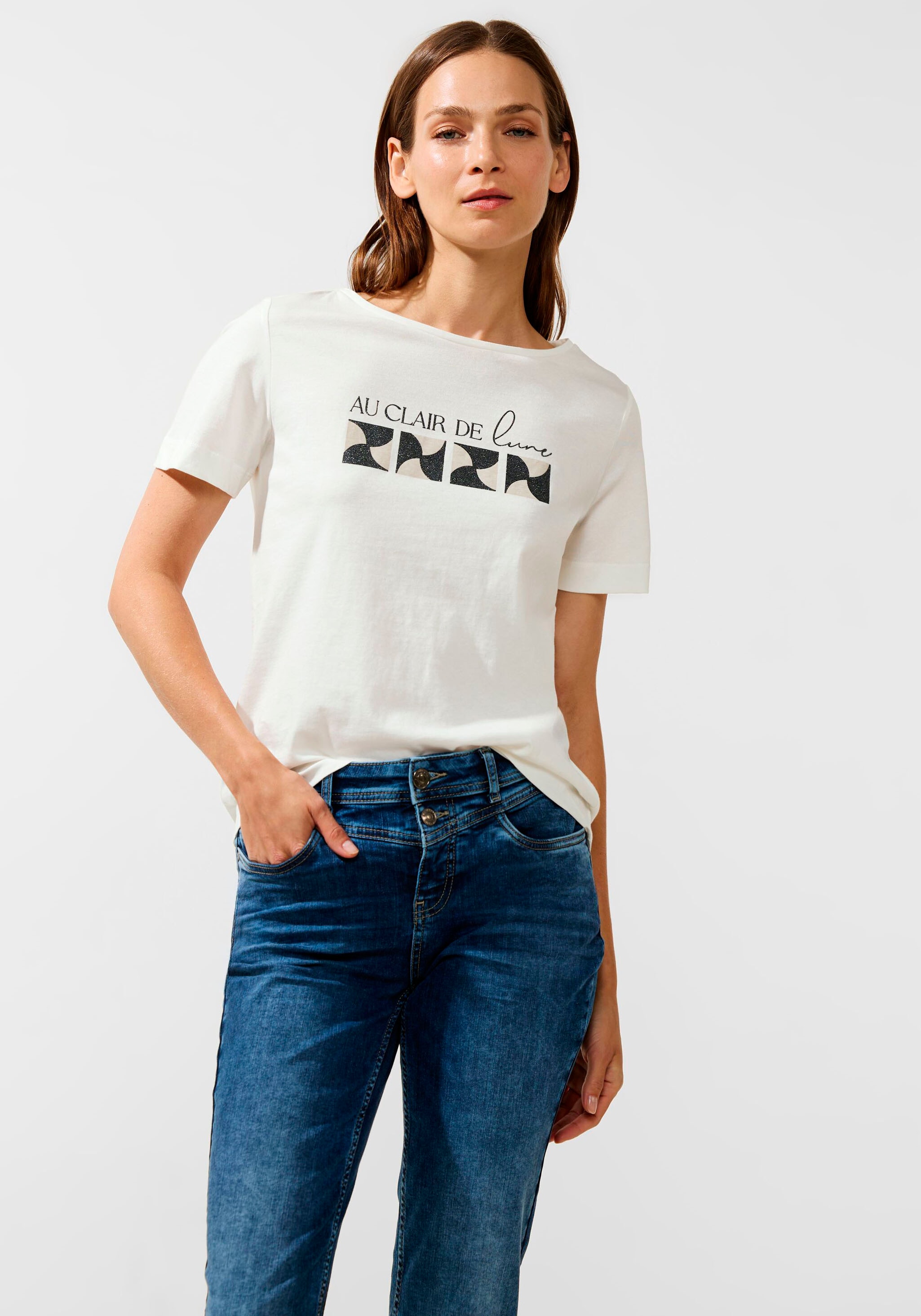 Rundhalsausschnitt T-Shirt, STREET ONE | mit walking I\'m online