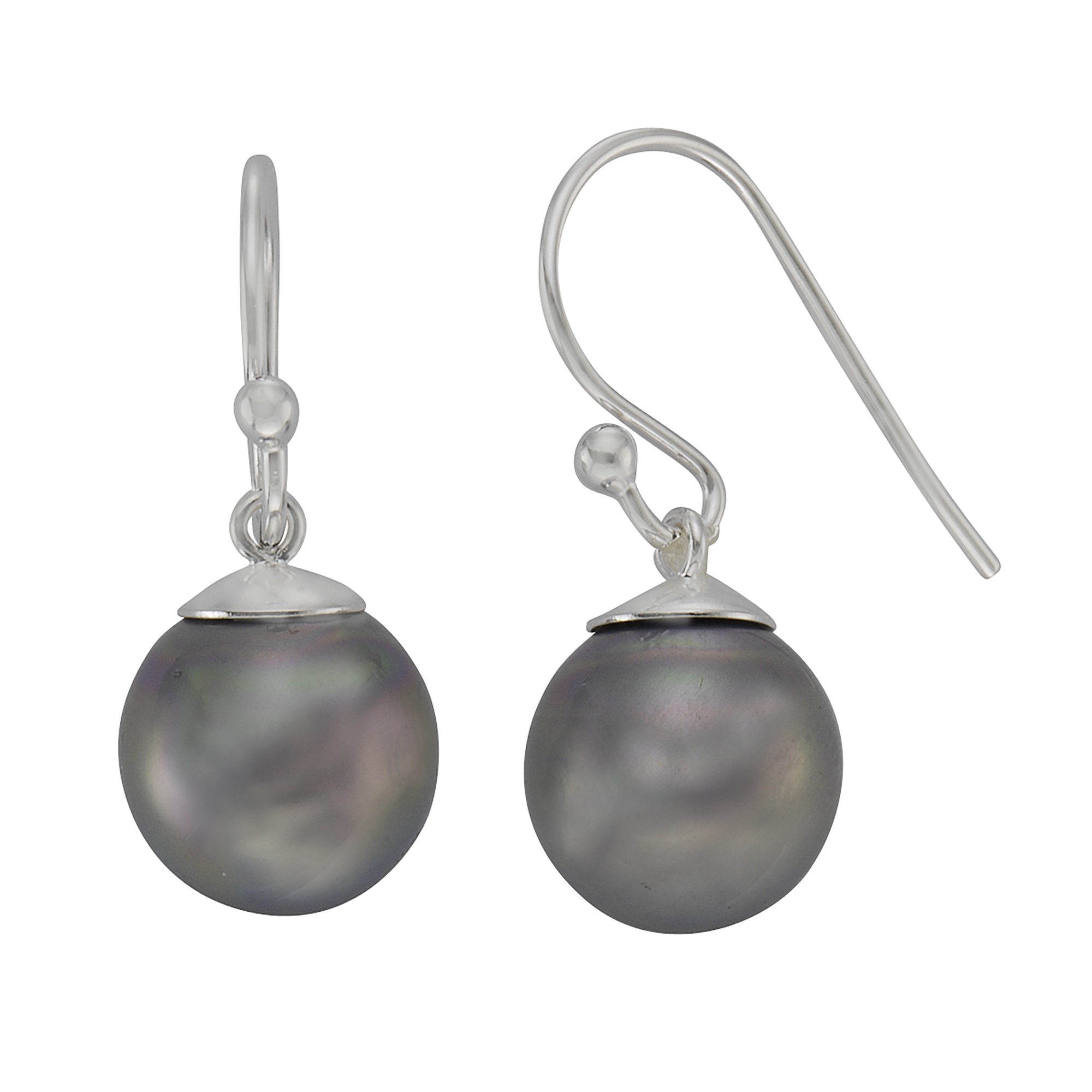 Zeeme Paar Ohrhänger 925/- Sterling Silber Perle grau