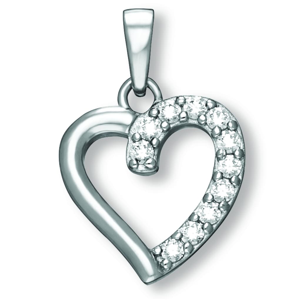 ONE ELEMENT Kette mit Anhänger Zirkonia Herz Herz Anhänger aus 925 Silber Schmuckset - Set mit verstellbarer Halskette