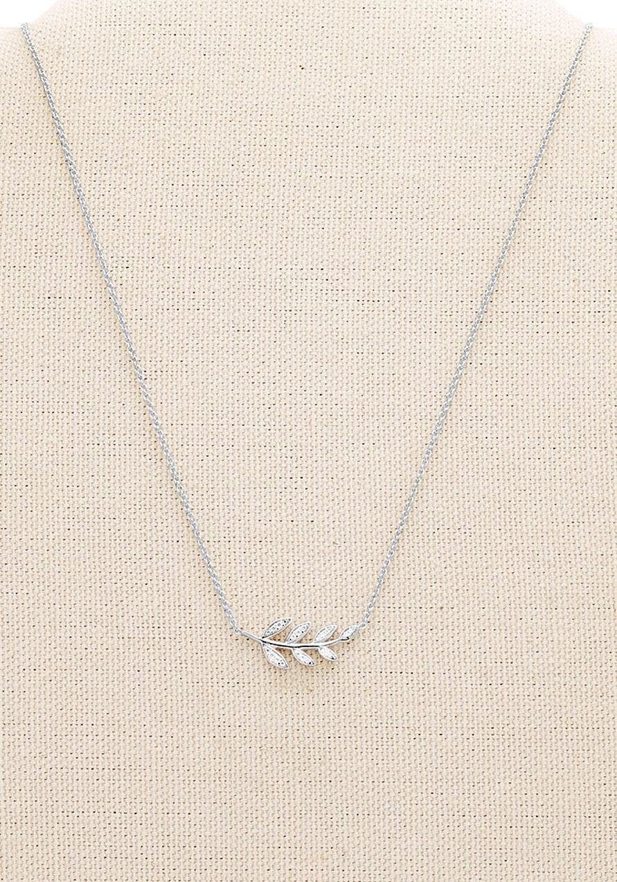 Olive Branch Sterling Silver Pendant Necklace - JFS00485040 - Fossil