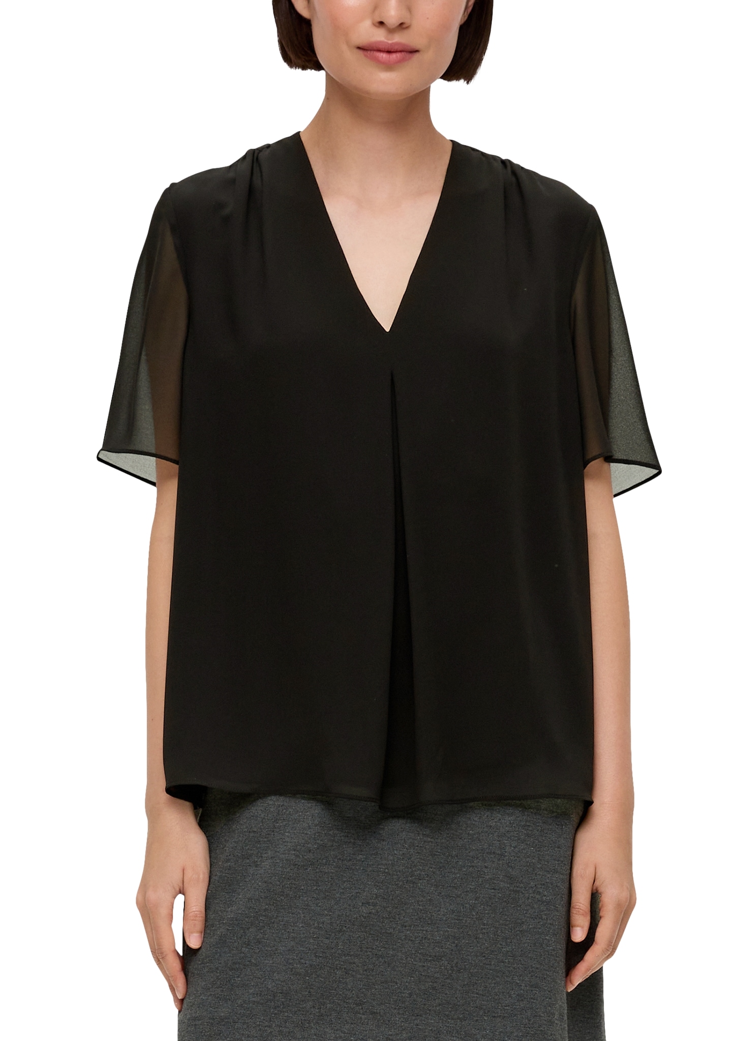 LABEL online eingelegter BLACK vorne Falte Shirtbluse, mit s.Oliver