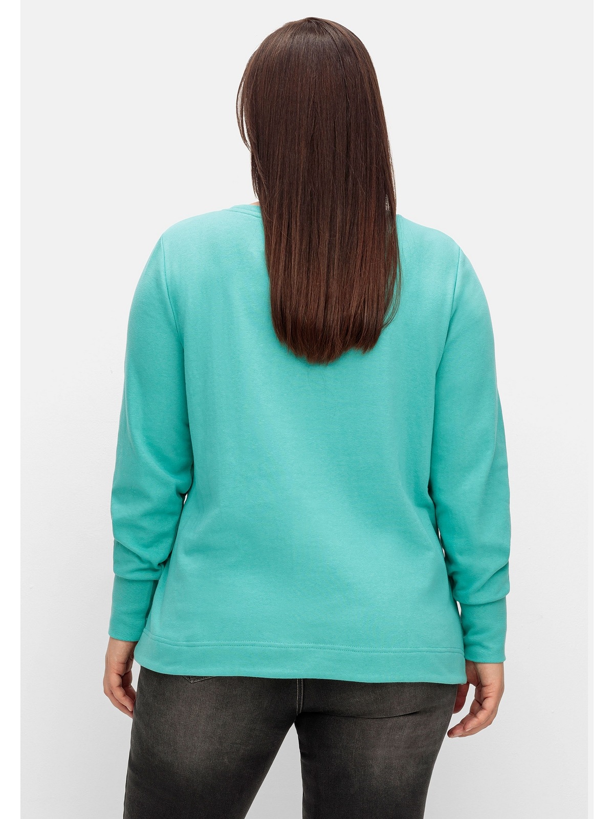 kaufen Taschen Sheego Größen«, tiefem Sweatshirt mit I\'m walking | Rundhalsausschnitt »Große und