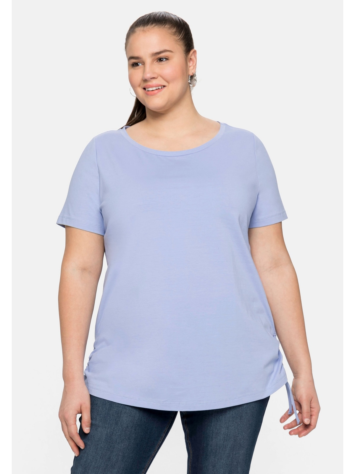 »Große mit Größen«, bestellen Sheego seitlicher Raffung T-Shirt Bindeband und