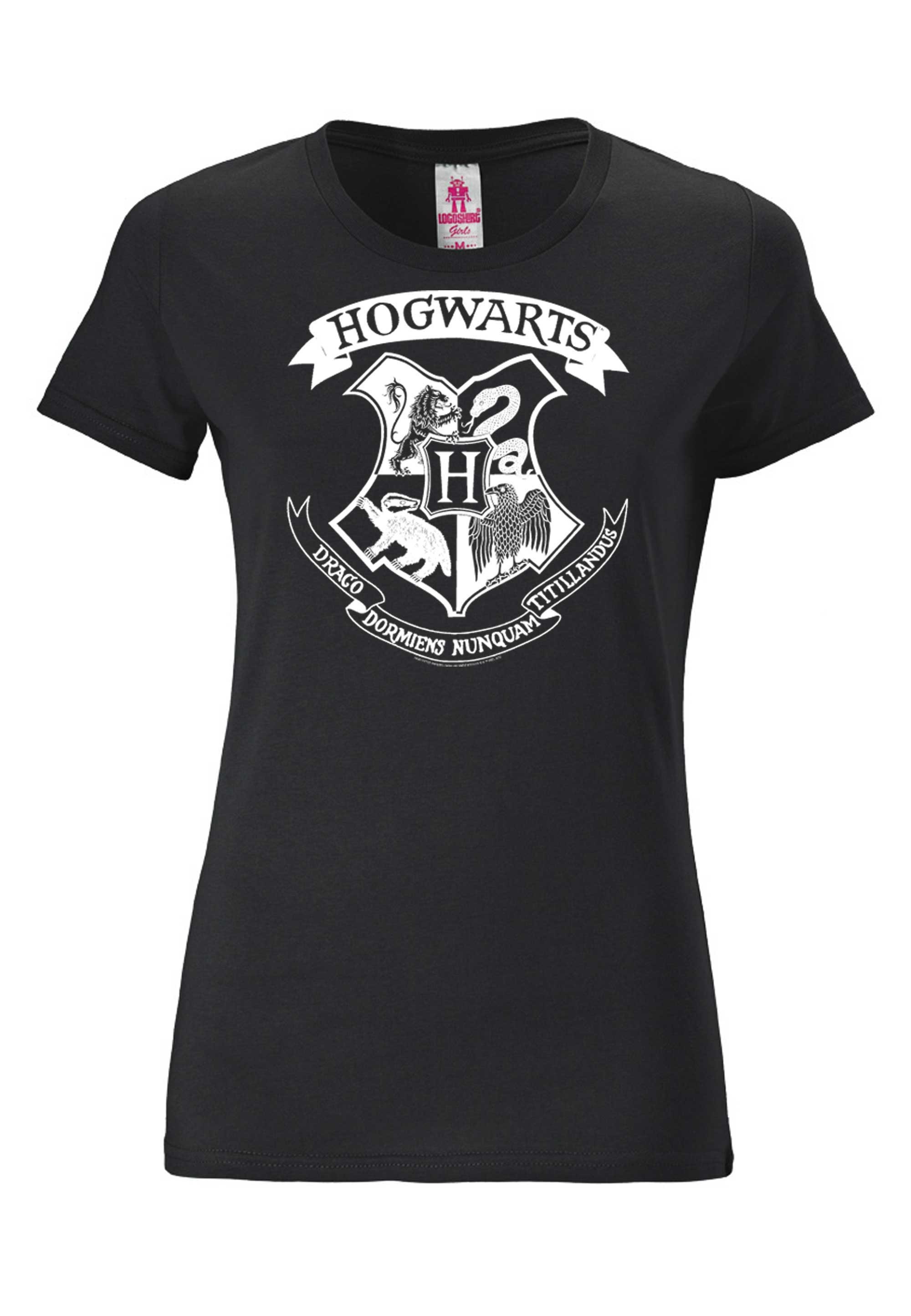 LOGOSHIRT T-Shirt »Harry Potter lizenziertem Hogwarts Originaldesign shoppen - (Weiß)«, Logo mit